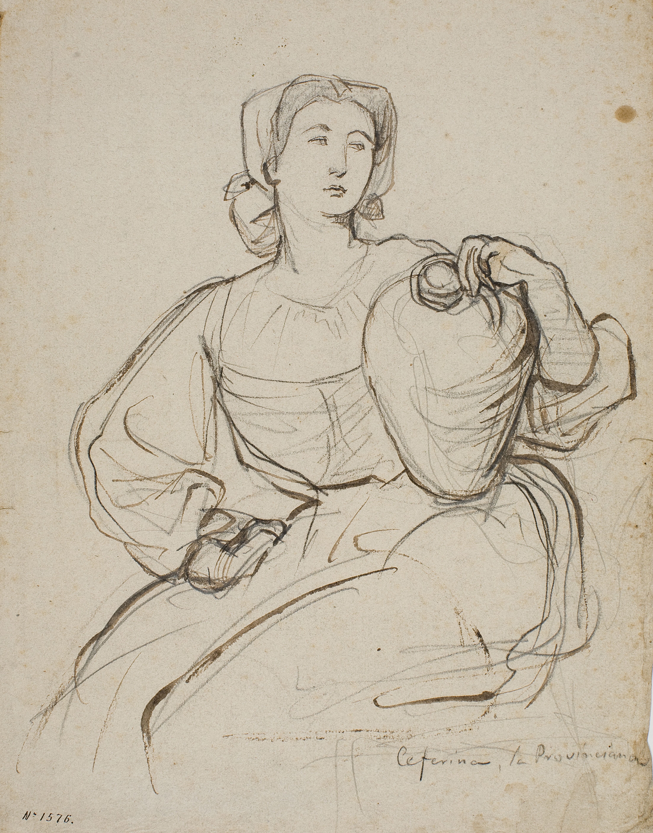 image for: Ramon Martí i Alsina - Ceferina la Provinciana (anvers) / Apunts de figura femenina (revers) - Cap a 1866