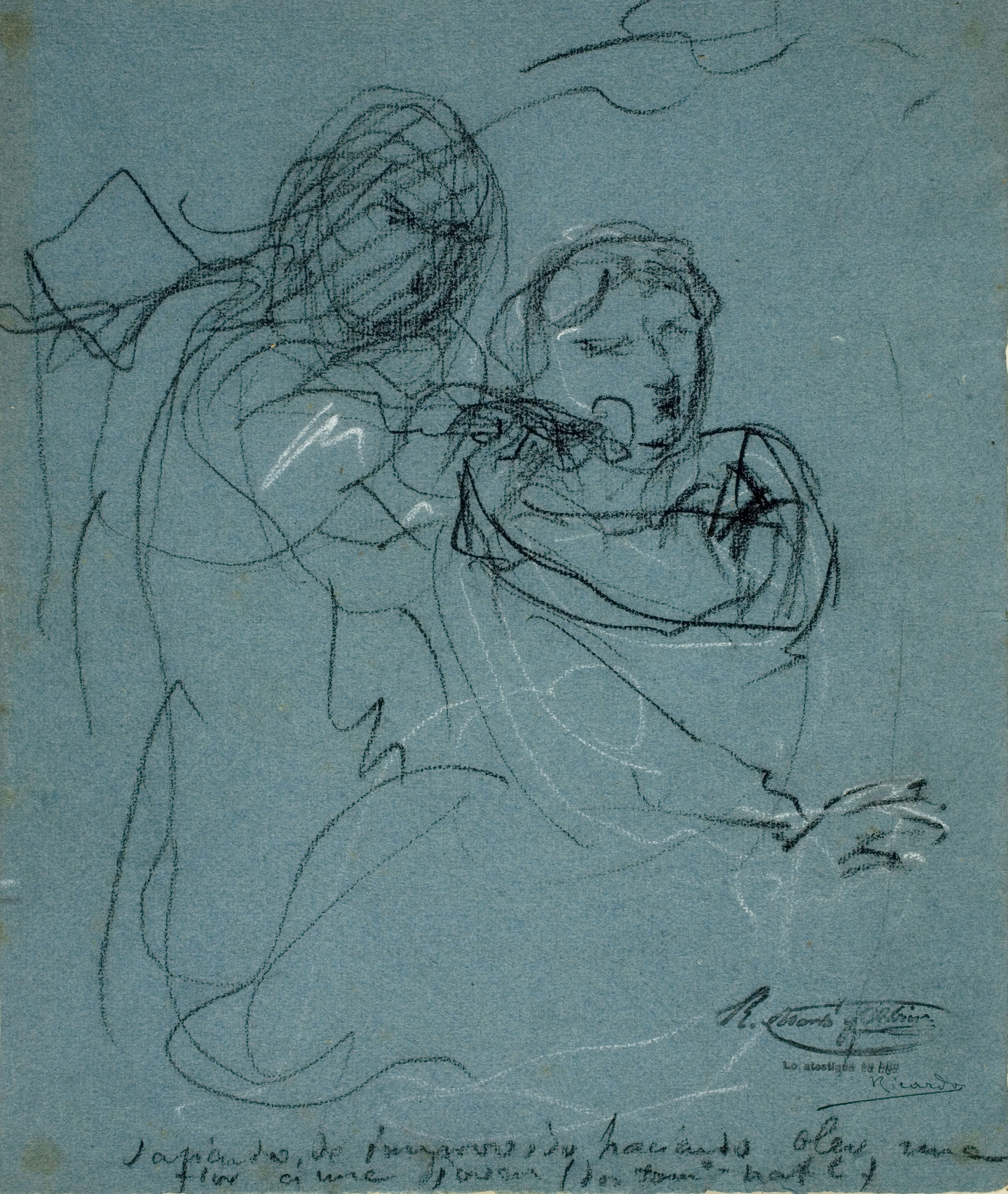 image for: Ramon Martí i Alsina - Estudi de figures per al quadre «La companyia de Santa Bàrbara» - Cap a 1891