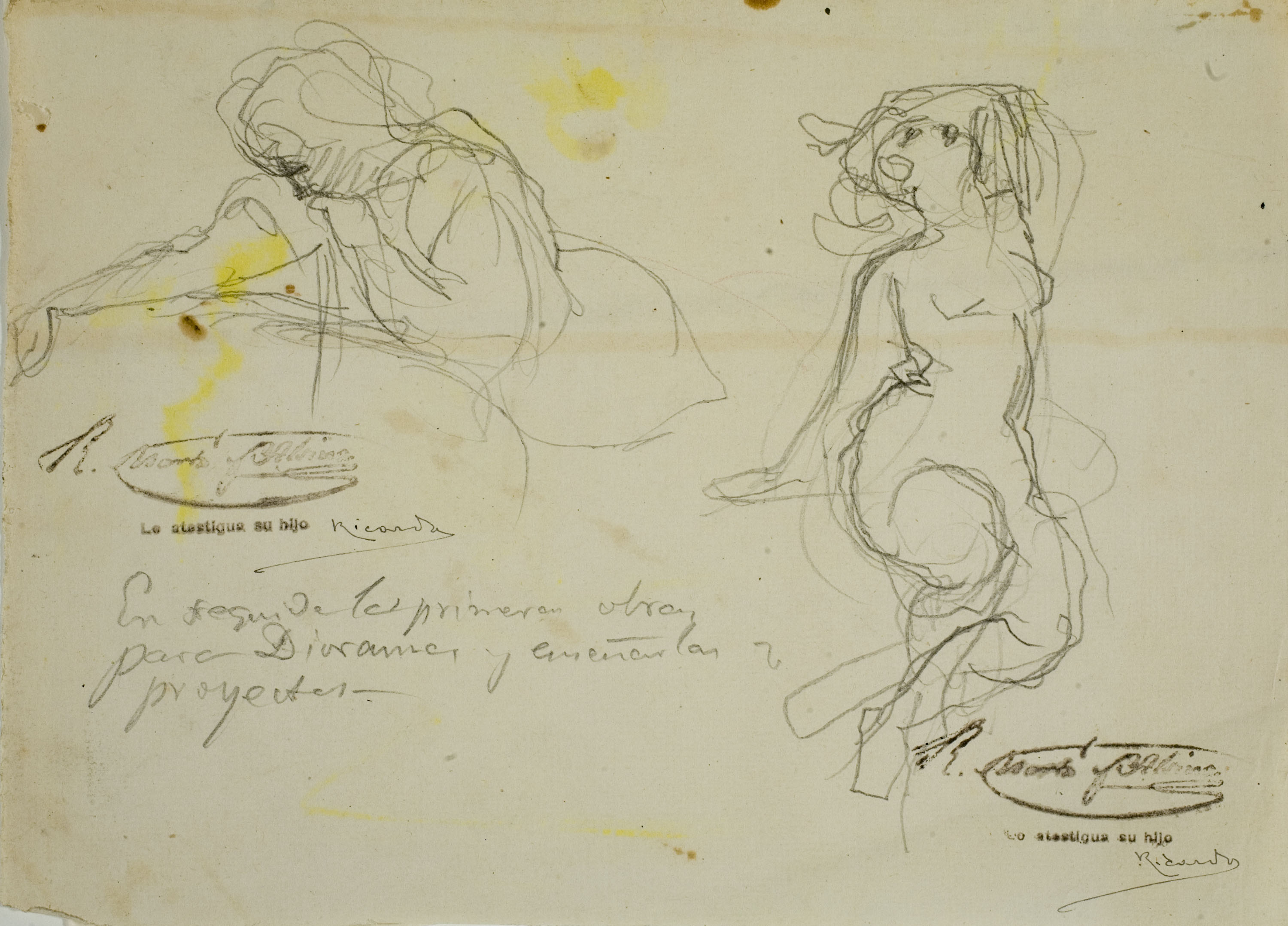 image for: Ramon Martí i Alsina - Croquis de dues figures - Cap a 1865-1870