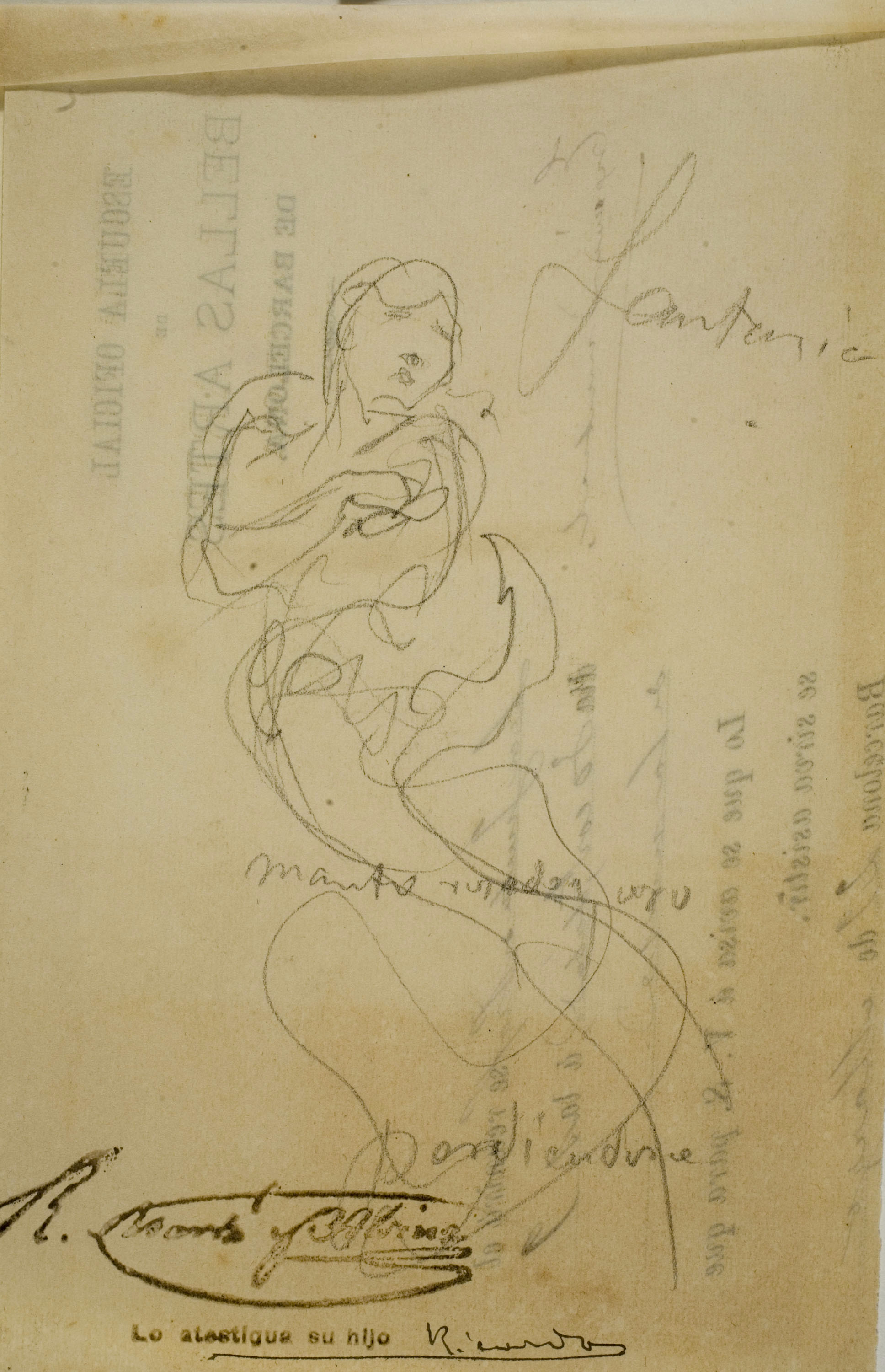 image for: Ramon Martí i Alsina - Croquis d'una figura femenina - Cap a 1860-1865