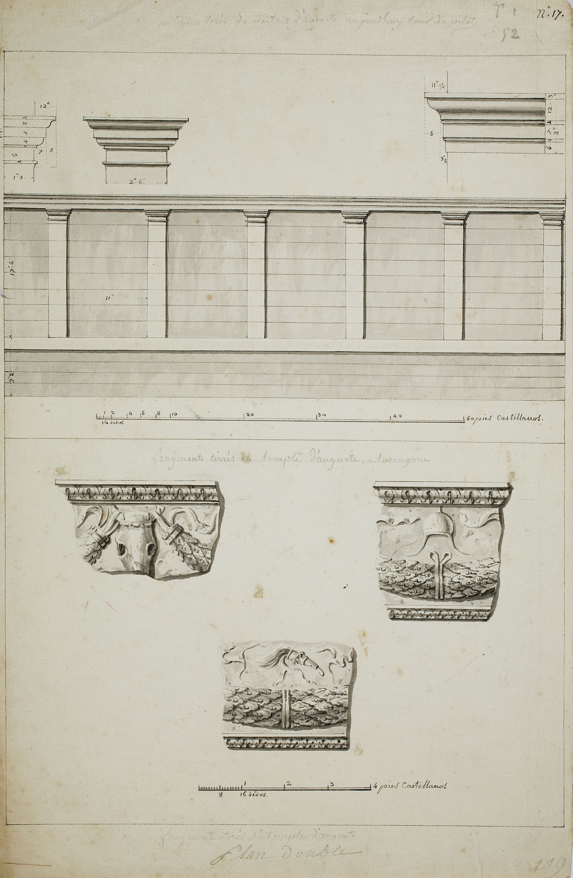image for: François Ligier - Detall i perfils del temple d'August a Tarragona - Cap a 1801-1803