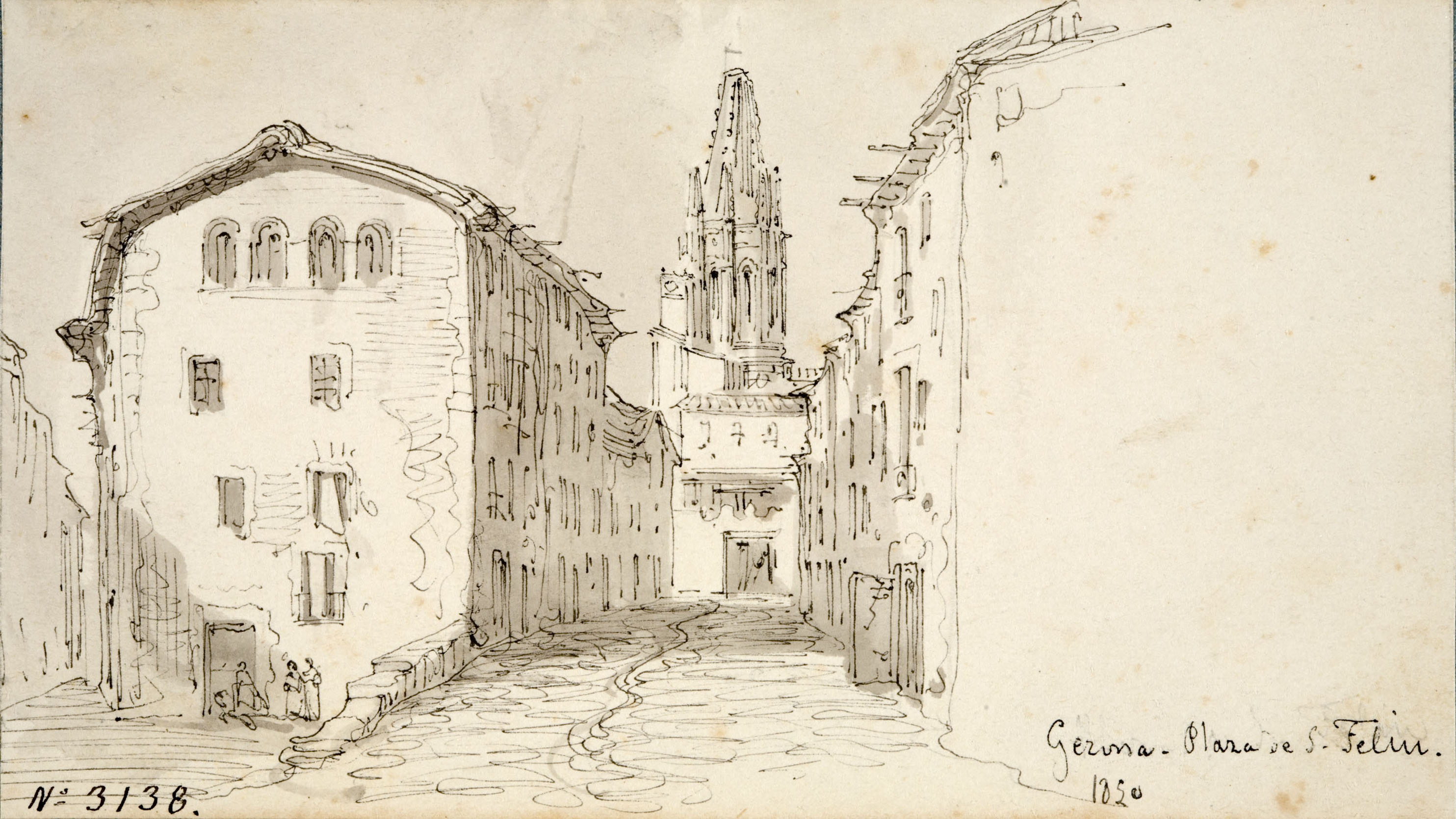 image for: Lluís Rigalt - Gerona. Plaza de S. Feliu - 1850