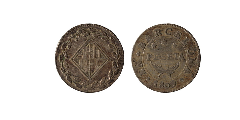 Ocupació francesa - 1 pesseta - 1809 image for: Ocupació francesa - 1 pesseta - 1809