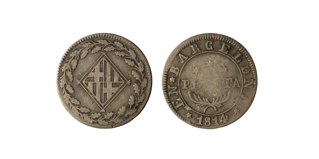 Ocupació francesa - 1 pesseta - 1814 image for: Ocupació francesa - 1 pesseta - 1814