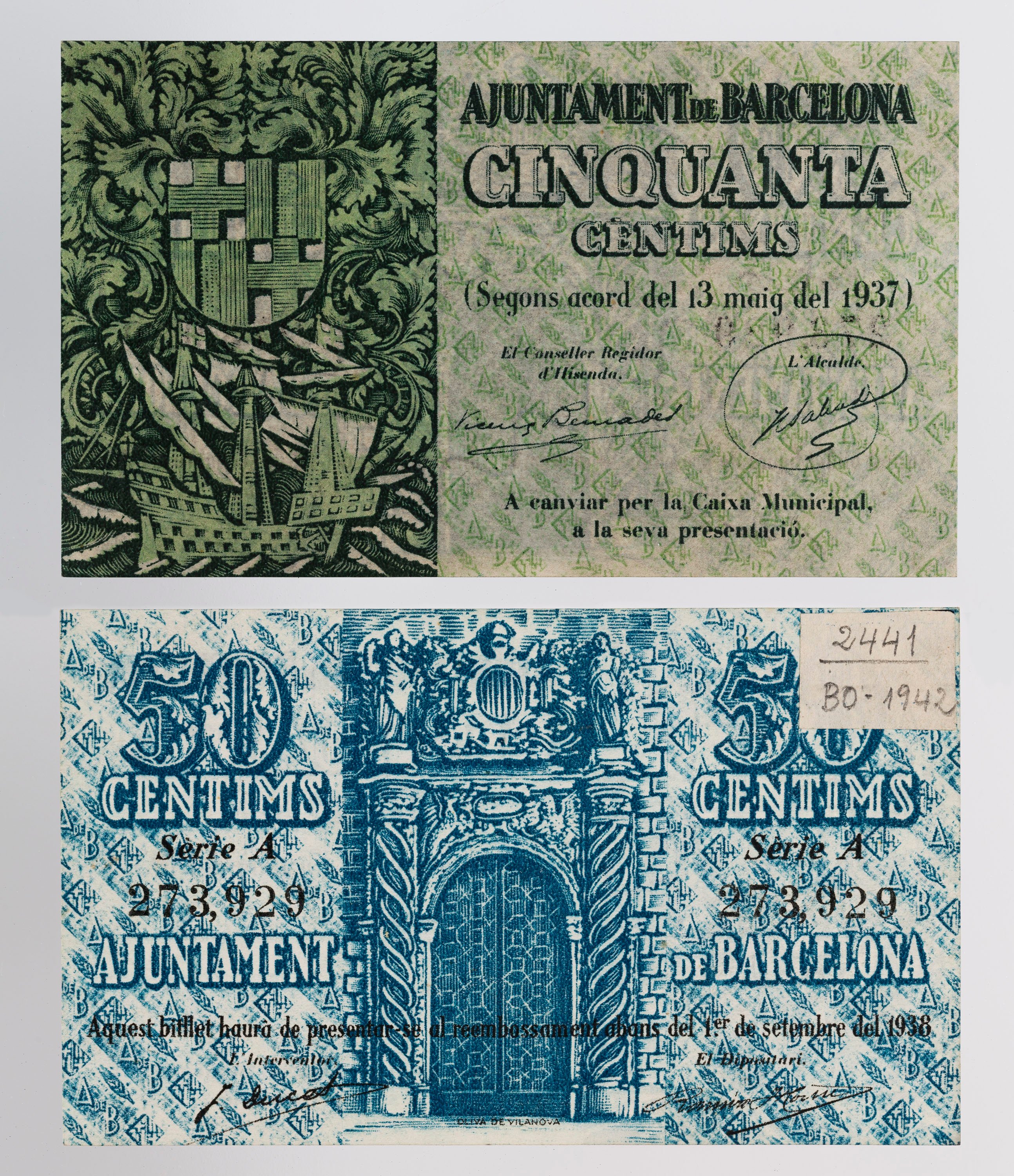 image for: Ajuntament de Barcelona - 50 cèntims - 13.05.1937