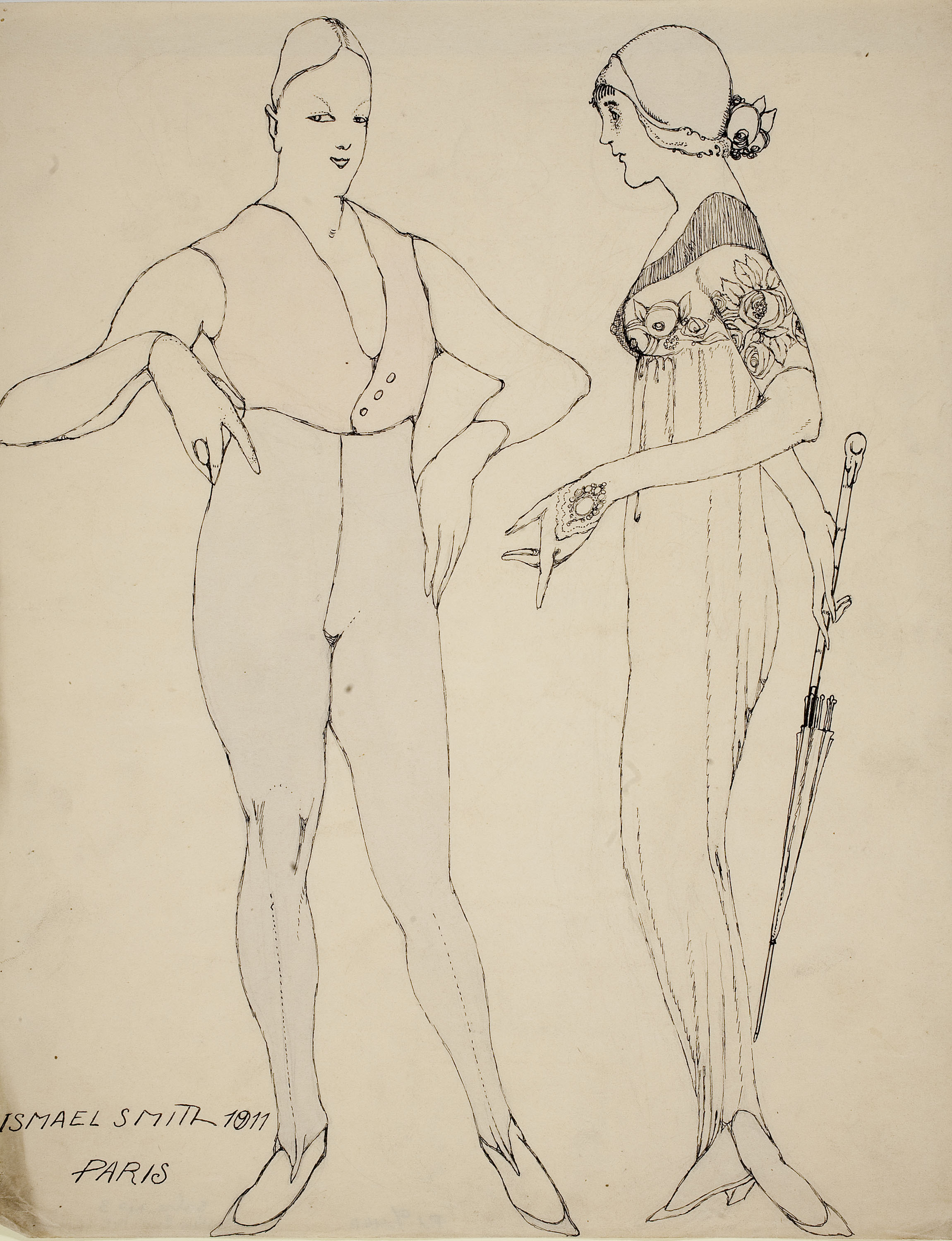 image for: Ismael Smith - Parella conversant. Il·lustració satírica - 1911