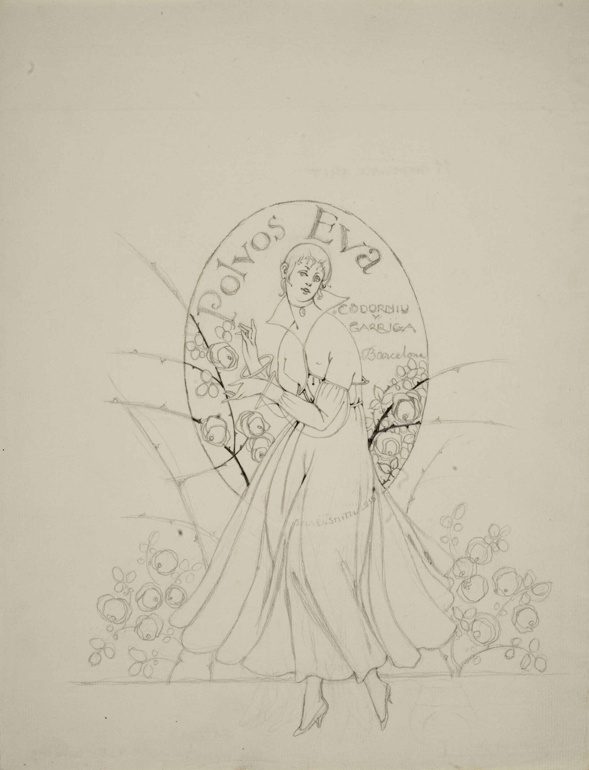 image for: Ismael Smith - Projecte d'anunci per a «Polvos Eva» - 1915