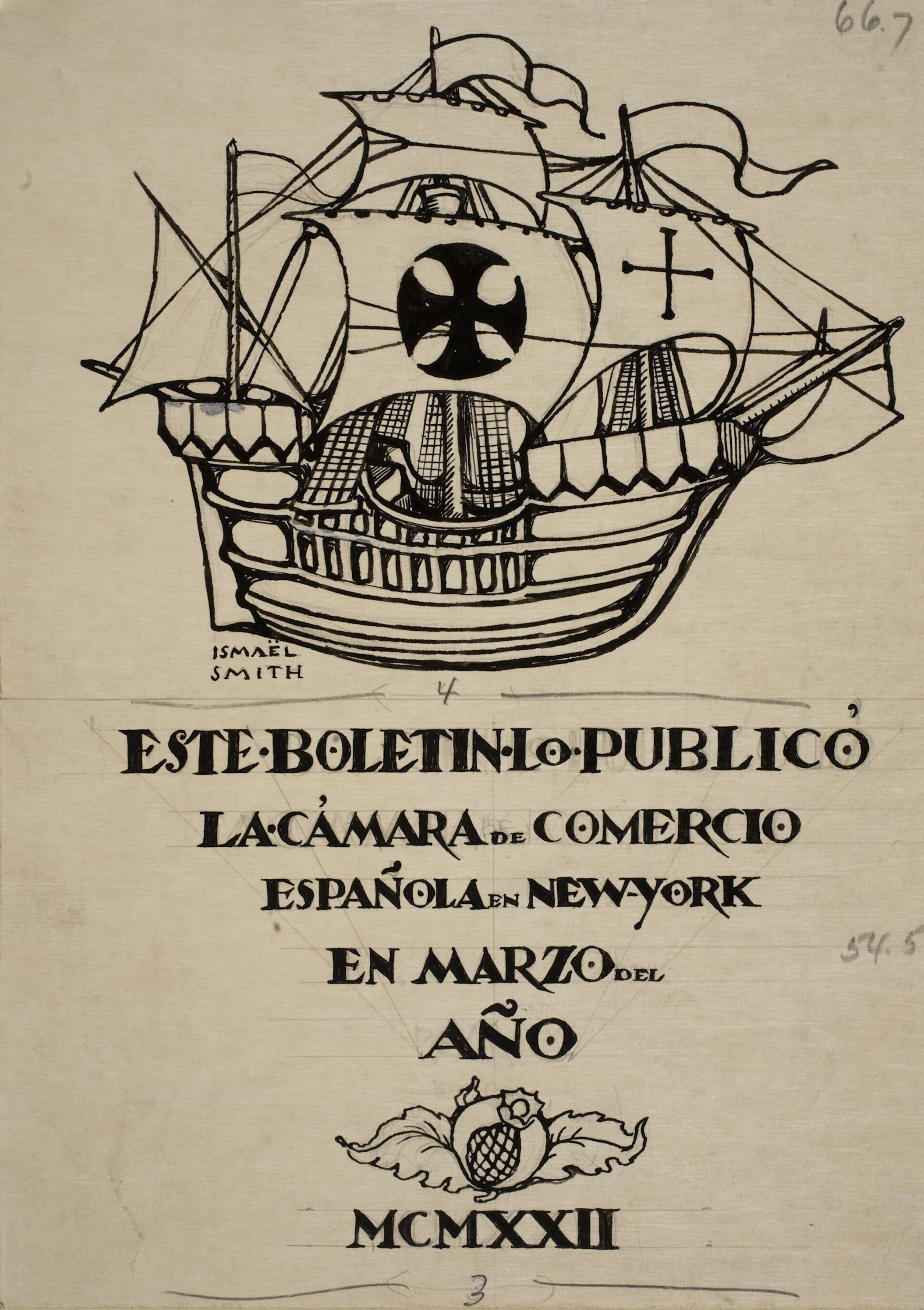 image for: Ismael Smith - Projecte per al «Boletín de la Cámara de Comercio Española en New York» - 1922