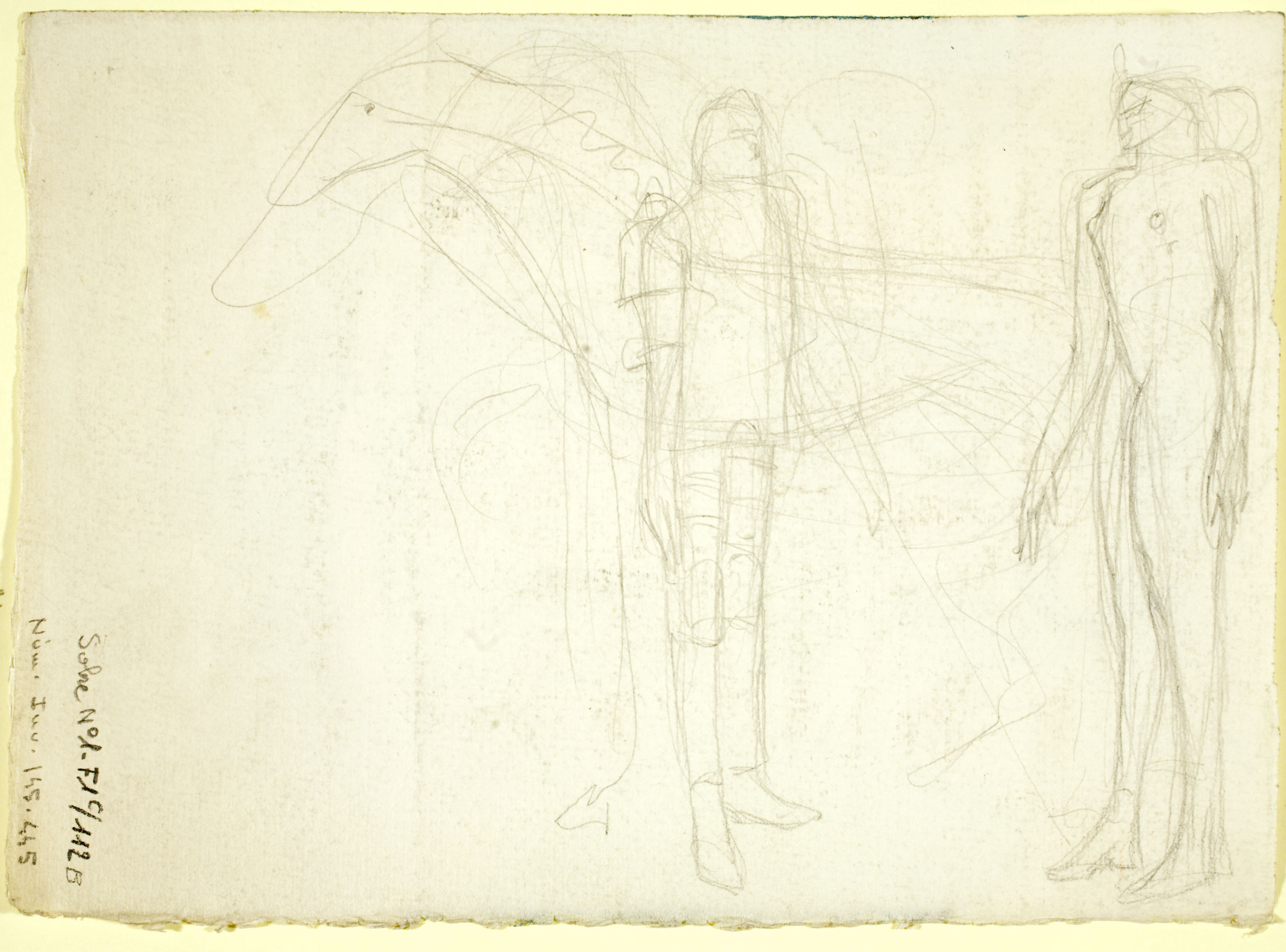 image for: Ismael Smith - Projecte del monument a Manuel Milà i Fontanals (anvers) / Croquis de figures (revers) - Cap a 1908 [1]