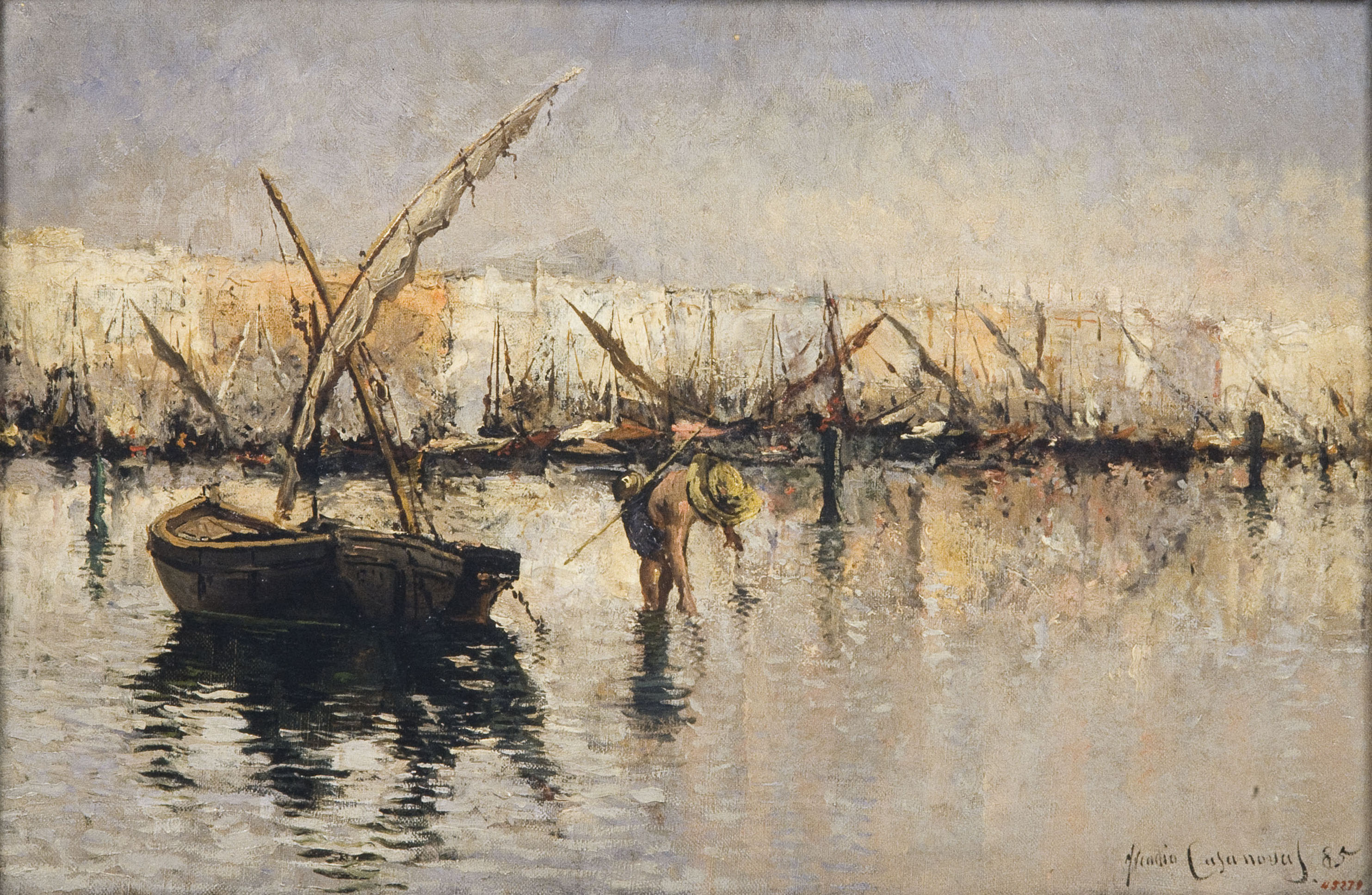 image for: Arcadi Casanovas - Moll de pescadors en dia de sol - 1885