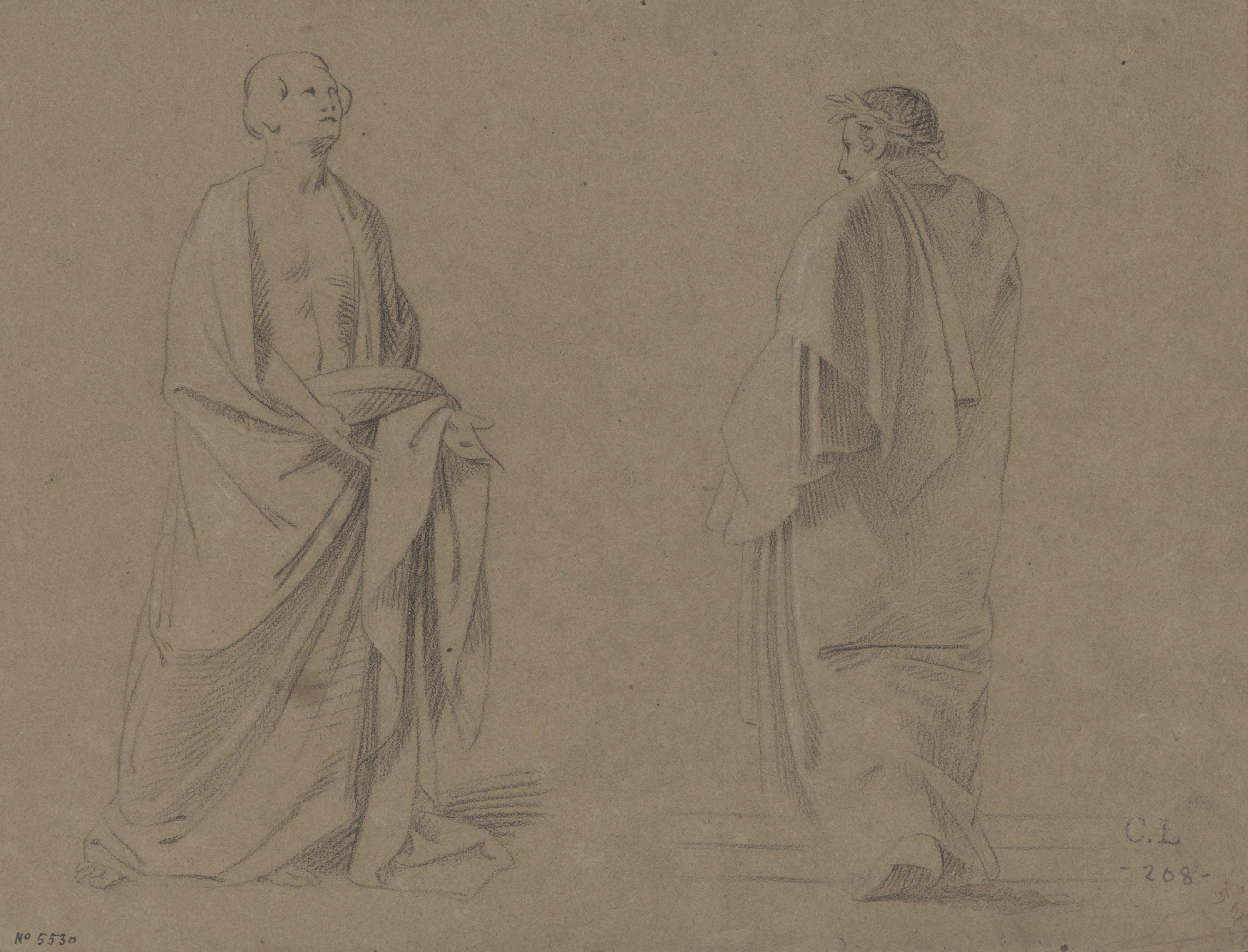 image for: Claudi Lorenzale - Acadèmies masculines (anvers) / Nu masculí en actitud de pregària (revers) - Cap a 1850-1870