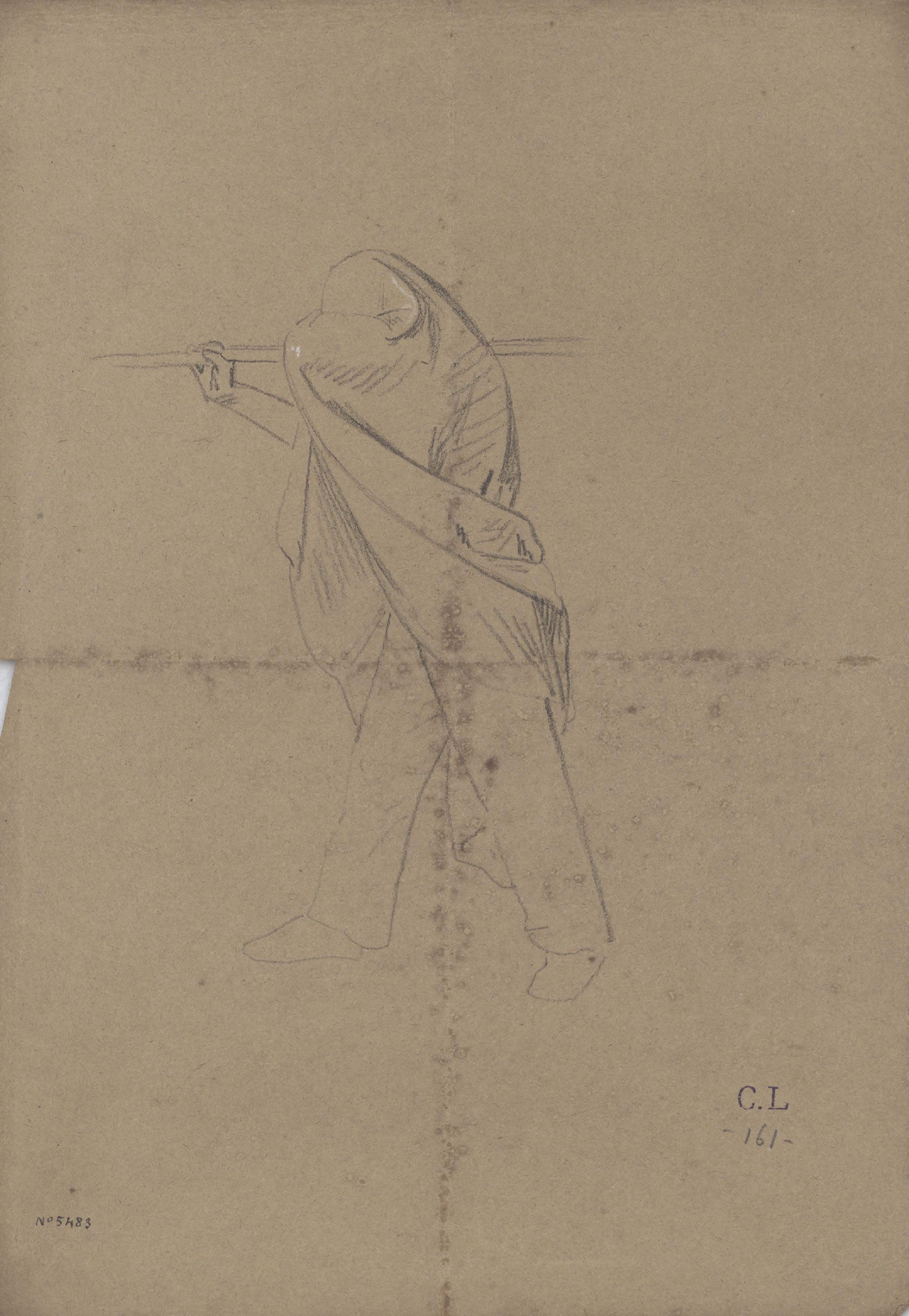 image for: Claudi Lorenzale - Apunt de figura amb el cap cobert - Cap a 1850-1870