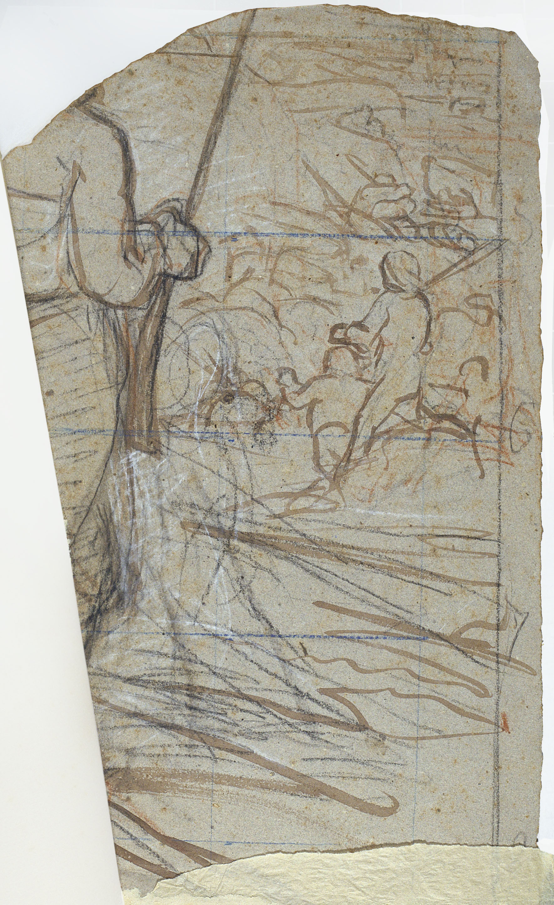 image for: Ramon Martí i Alsina - Cama amb draperia per al quadre «El sometent del Bruc» (anvers) / Estudi de sometents (revers) - Cap a 1866 [1]