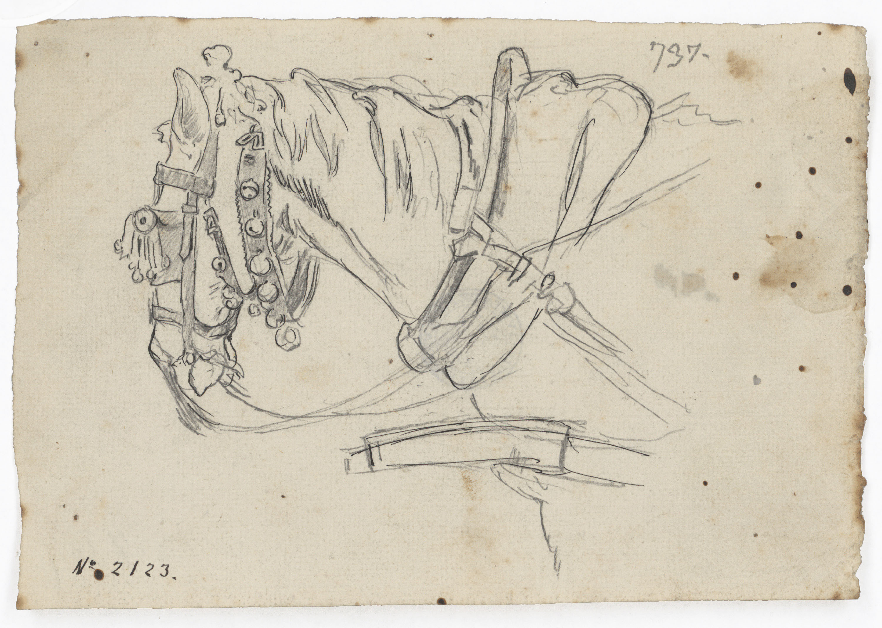 Josep Lluís Pellicer - Cap de cavall de carruatge - Cap a 1875 image for: Josep Lluís Pellicer - Cap de cavall de carruatge - Cap a 1875