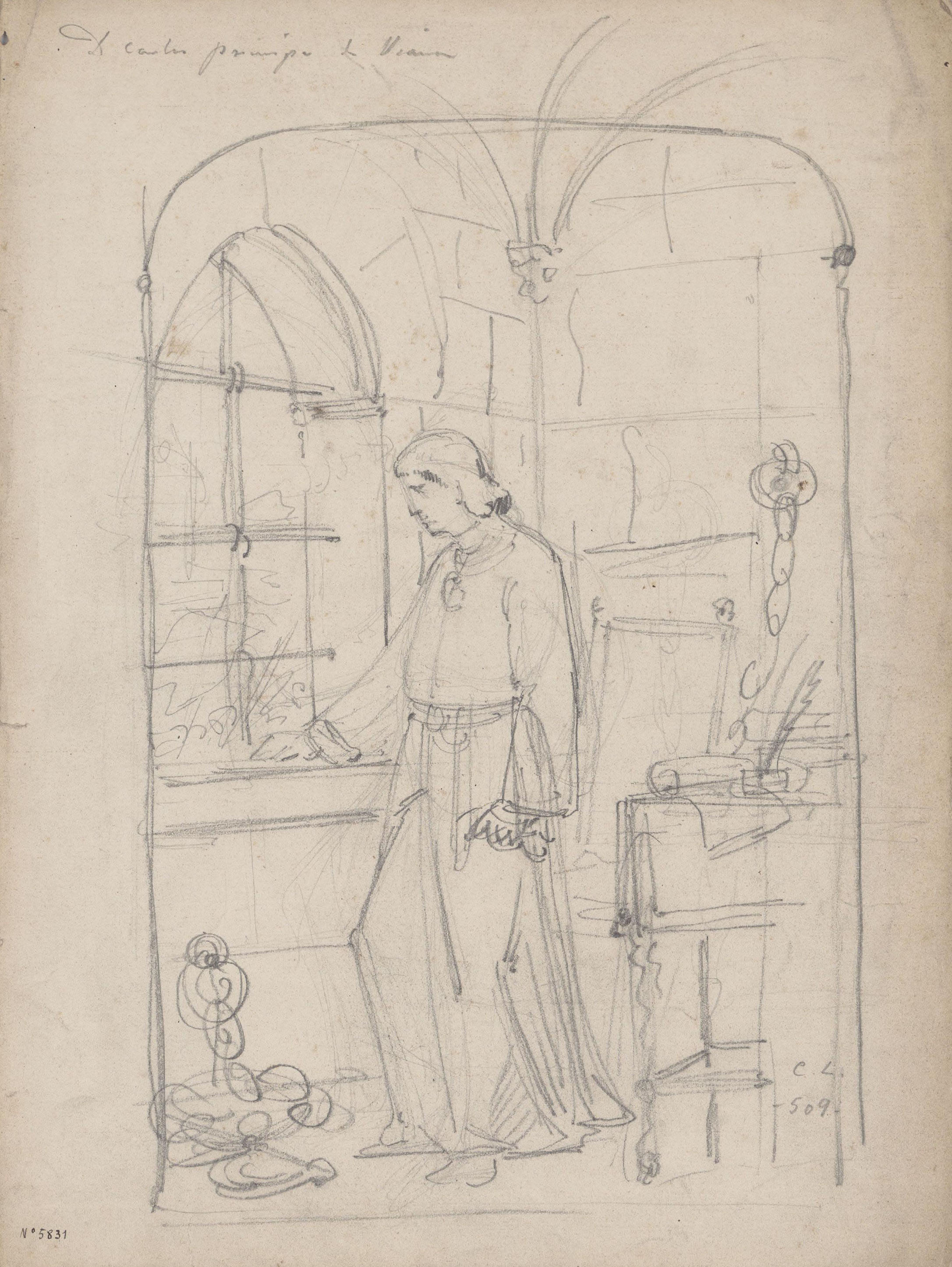 image for: Claudi Lorenzale - Carles, Príncep de Viana, a la presó - Cap a 1840-1860