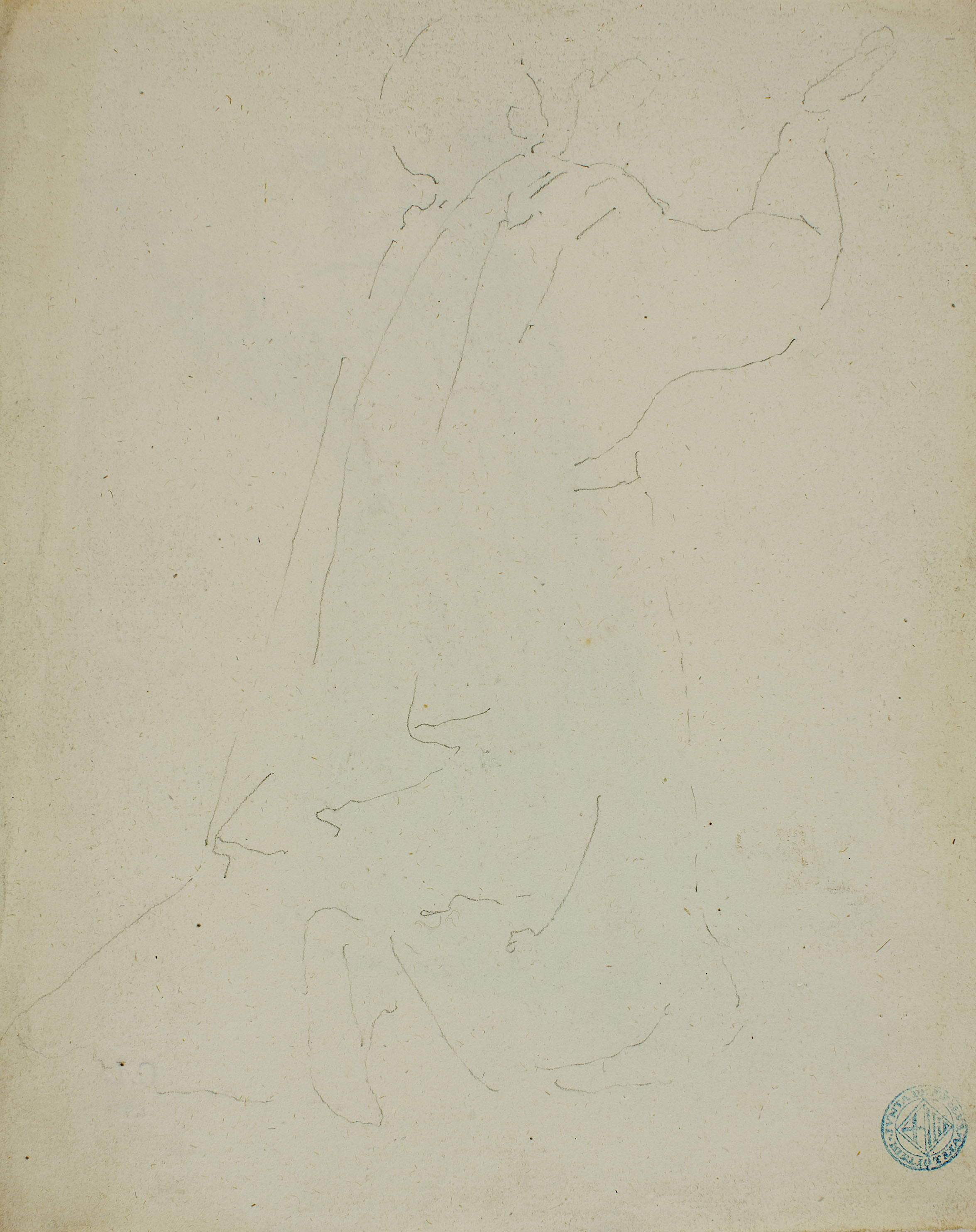 image for: Claudi Lorenzale - Cavaller agenollat en actitud d'implorar (anvers) / Apunt de cavaller agenollat en actitud d'implorar (revers) - Cap a 1860-1870 [1]