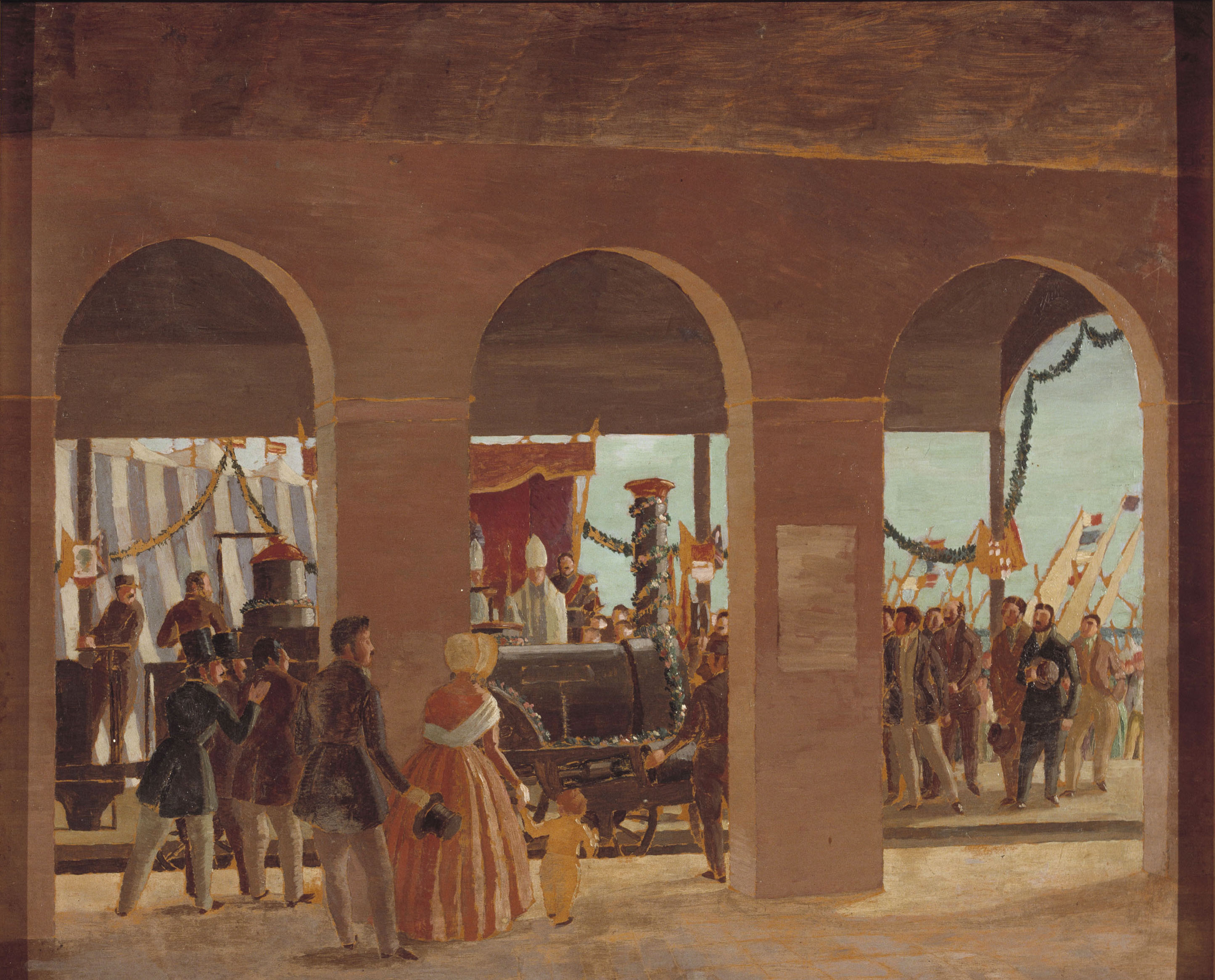 image for: Xavier Nogués - Cerimònia de la inauguració del primer ferrocarril d'Espanya - Cap a 1928-1929