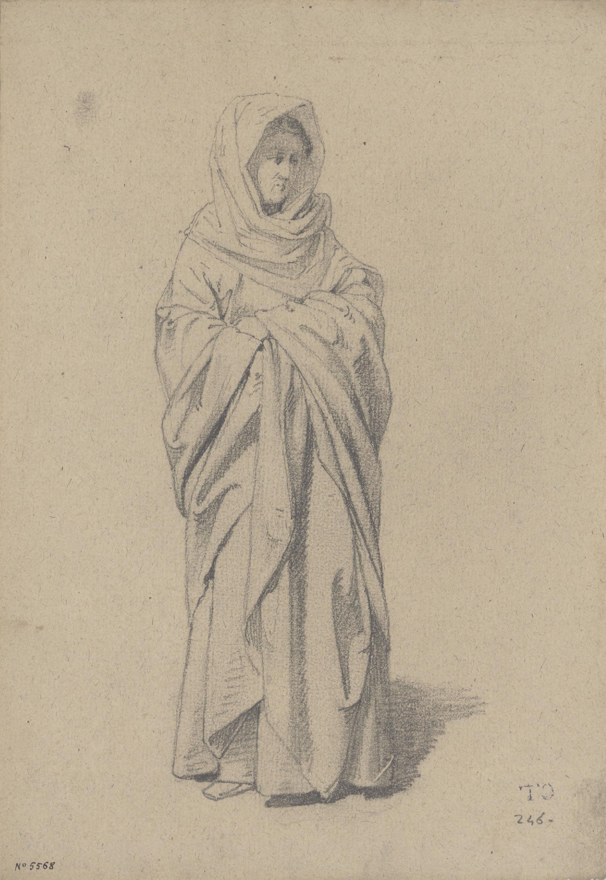 Claudi Lorenzale - Dona amb un mantell llarg - Cap a 1850-1870 image for: Claudi Lorenzale - Dona amb un mantell llarg - Cap a 1850-1870