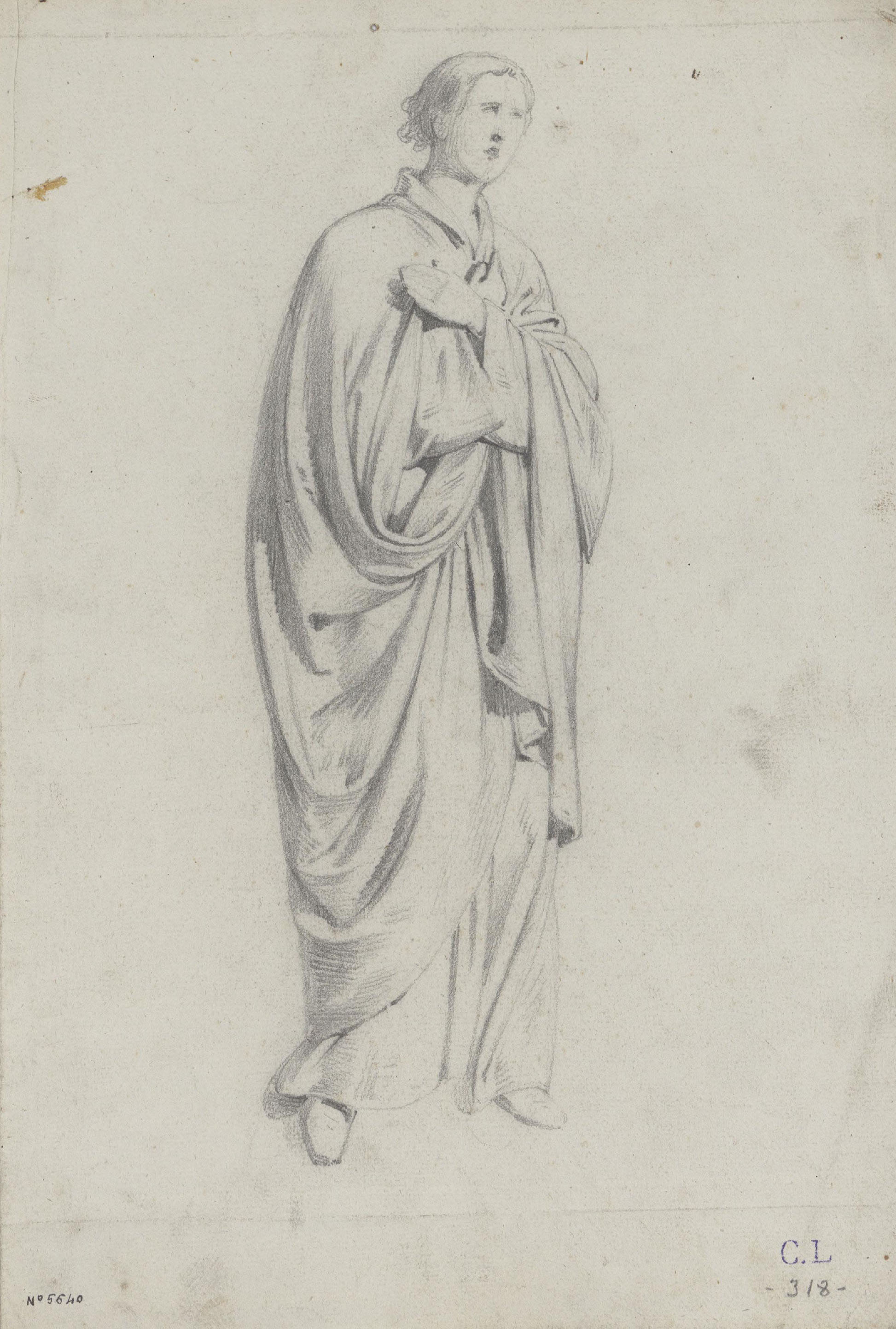 Claudi Lorenzale - Dona en actitud de beatitud - Cap a 1850-1870 image for: Claudi Lorenzale - Dona en actitud de beatitud - Cap a 1850-1870