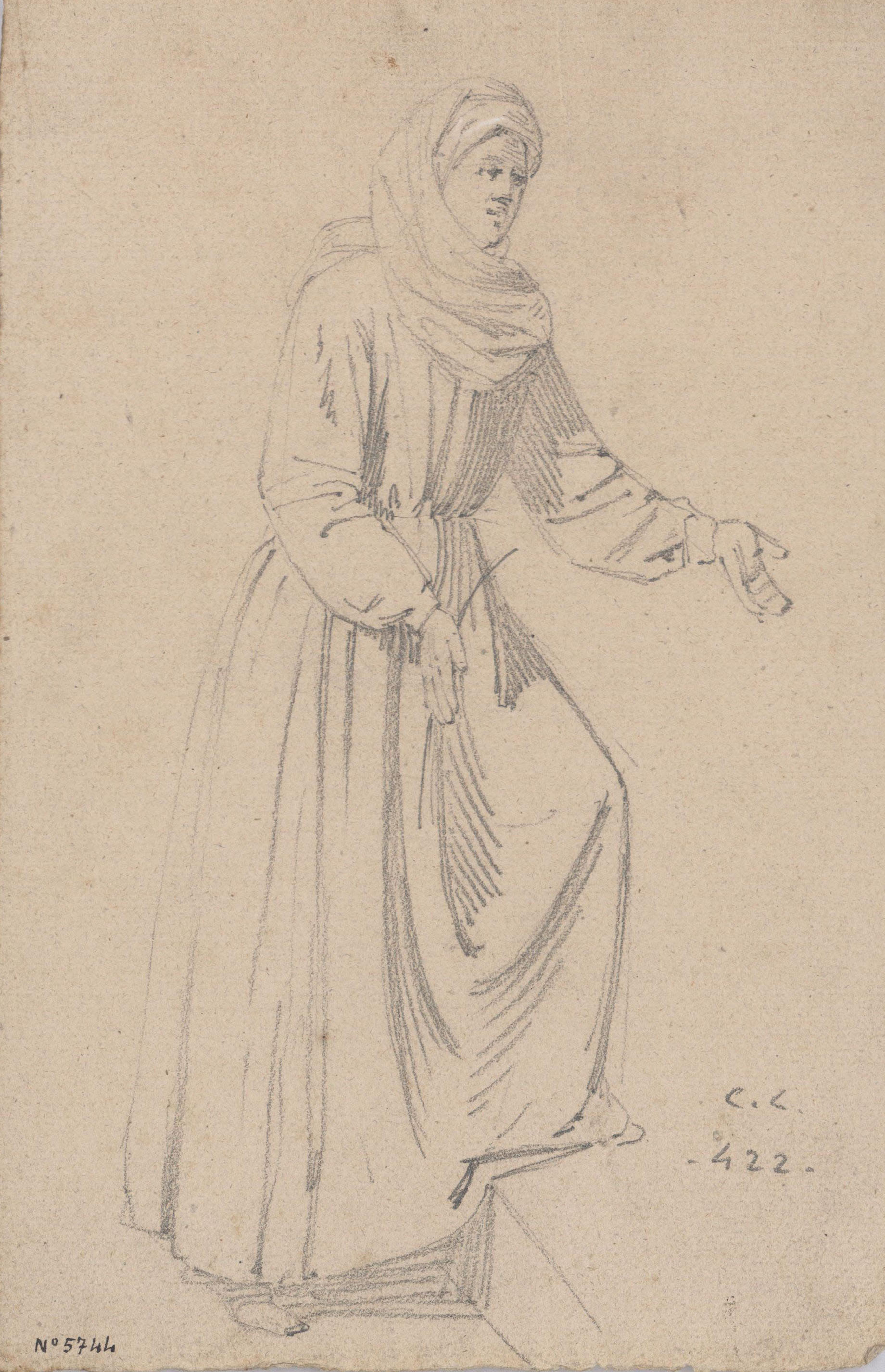 image for: Claudi Lorenzale - Dona en actitud de pujar un esglaó - Cap a 1850-1870