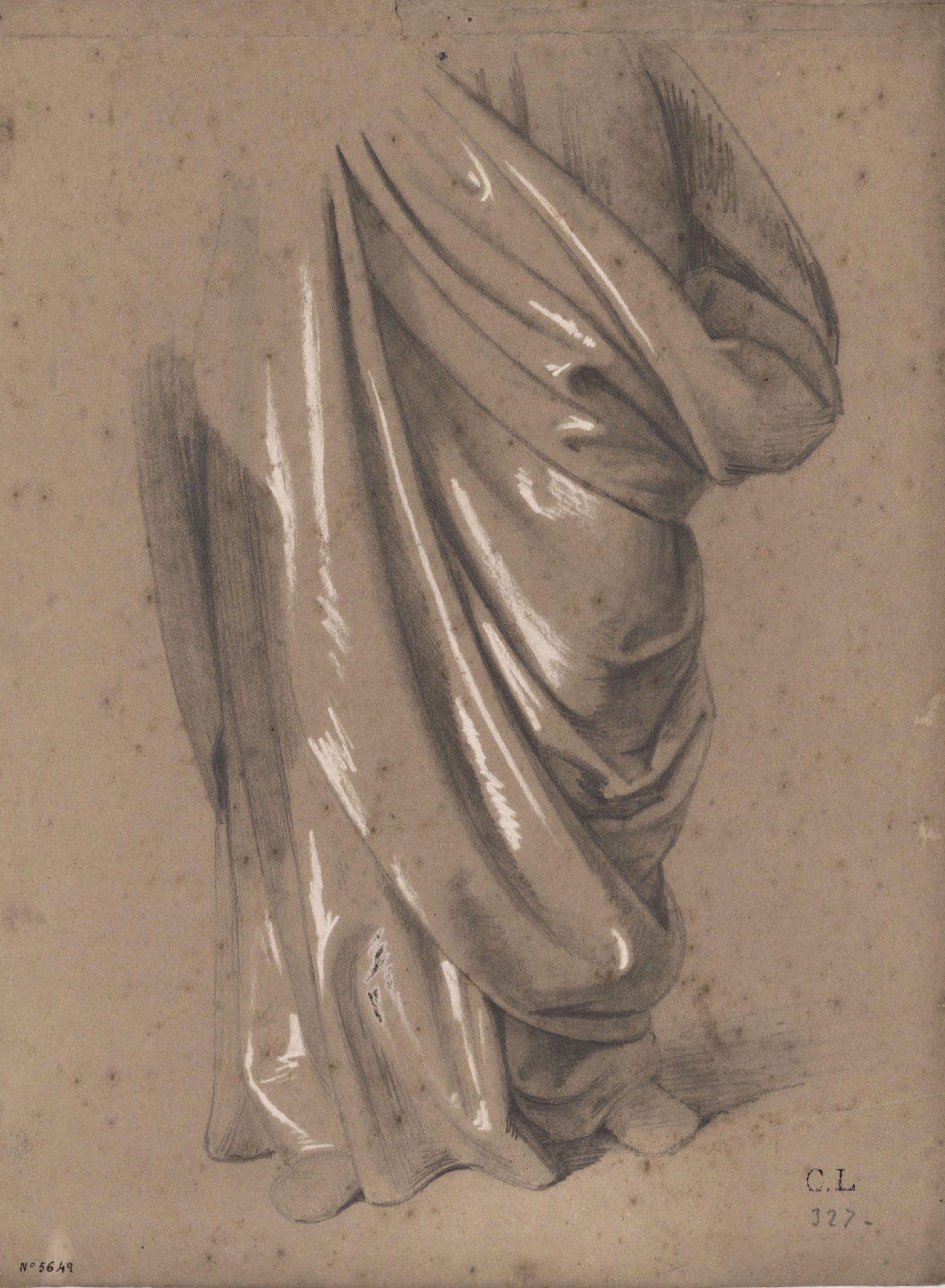 image for: Claudi Lorenzale - Draperia (anvers) / Apunt de figura (revers) - Cap a 1850-1870