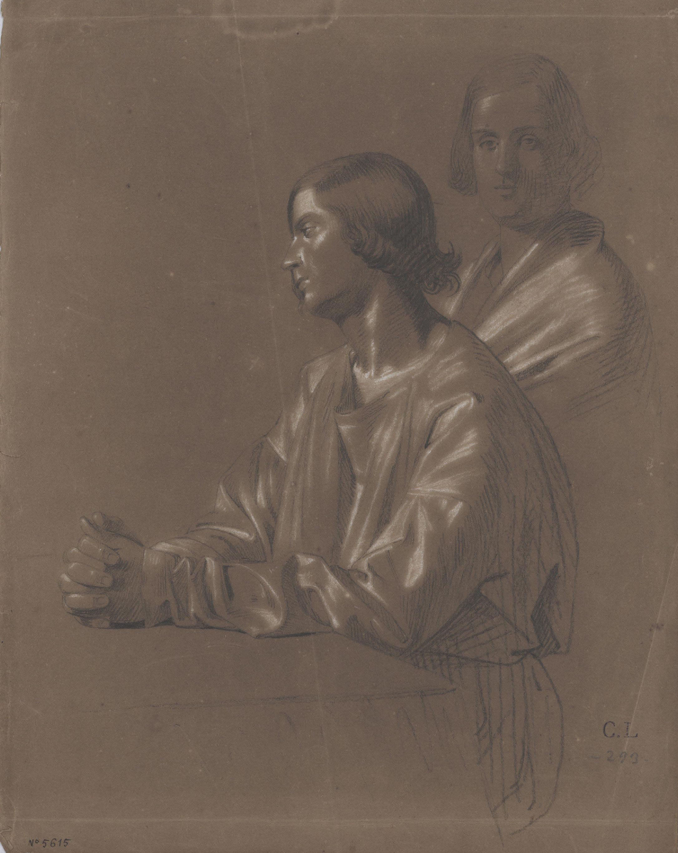 Claudi Lorenzale - Dues figures masculines - Cap a 1850-1870 image for: Claudi Lorenzale - Dues figures masculines - Cap a 1850-1870