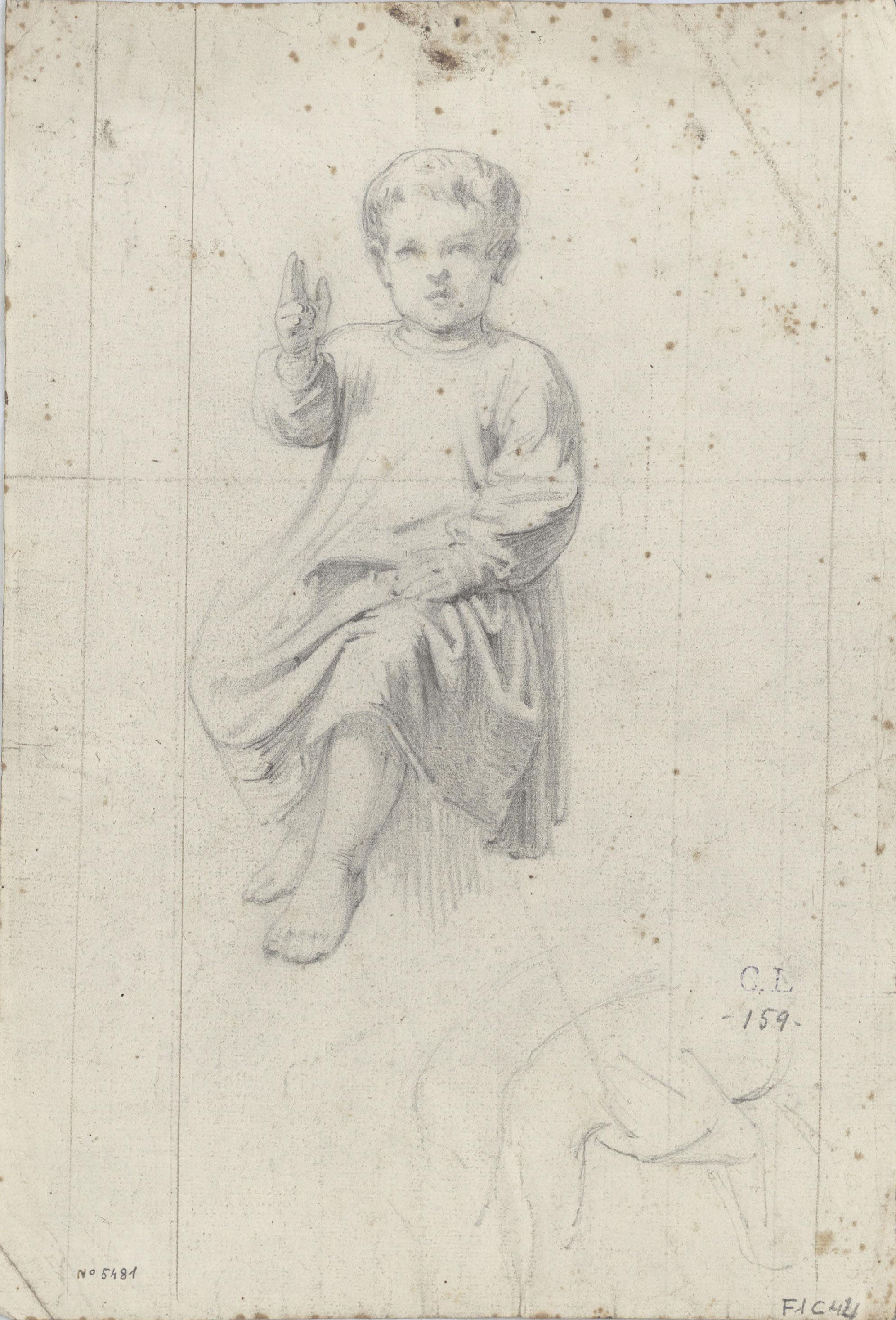 image for: Claudi Lorenzale - El nen Jesús beneint (anvers) / El nen Jesús beneint (revers) - Cap a 1850-1870