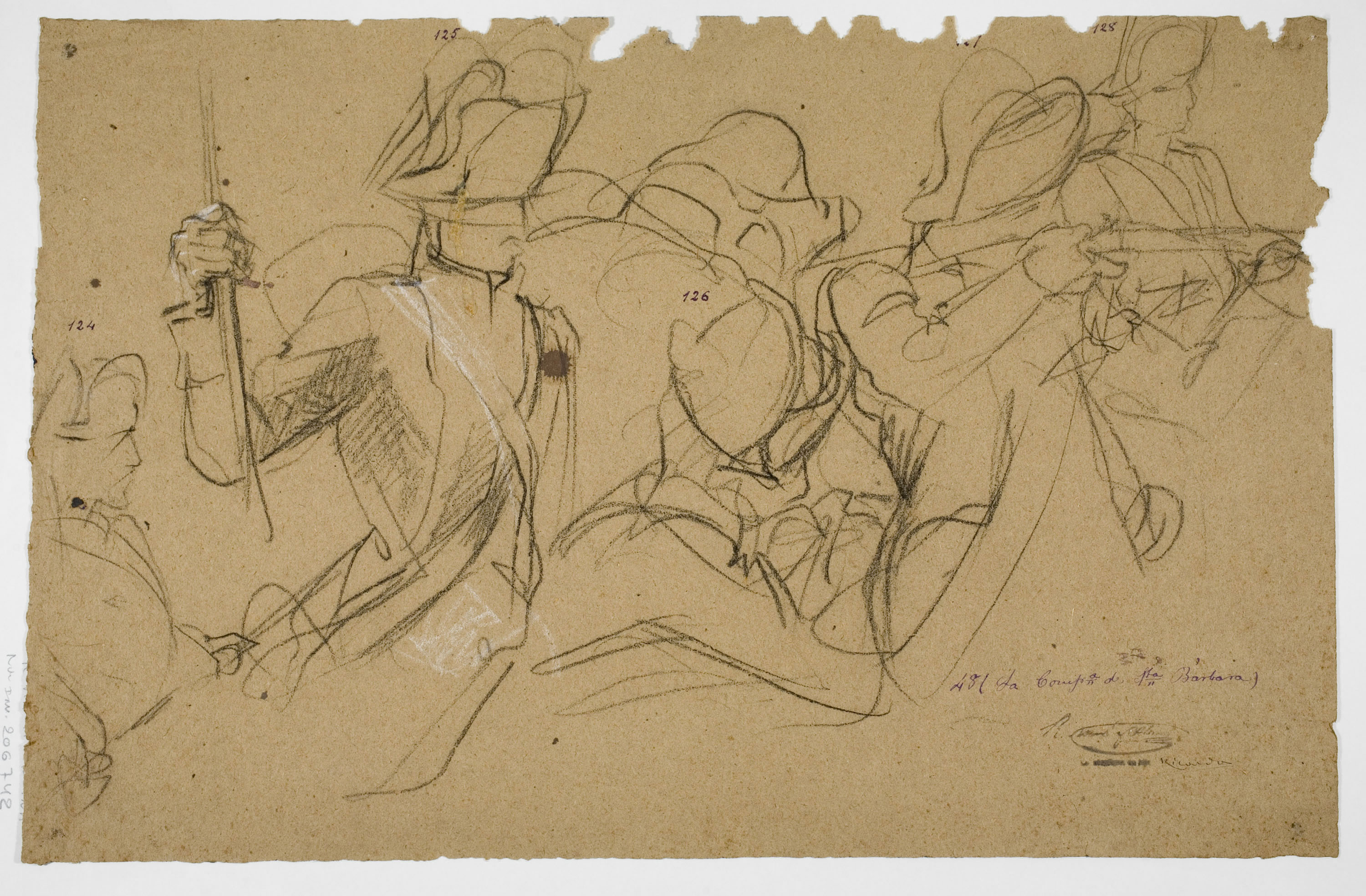 image for: Ramon Martí i Alsina - Esbós de soldats armats per al quadre «La companyia de Santa Bàrbara» - Cap a 1891