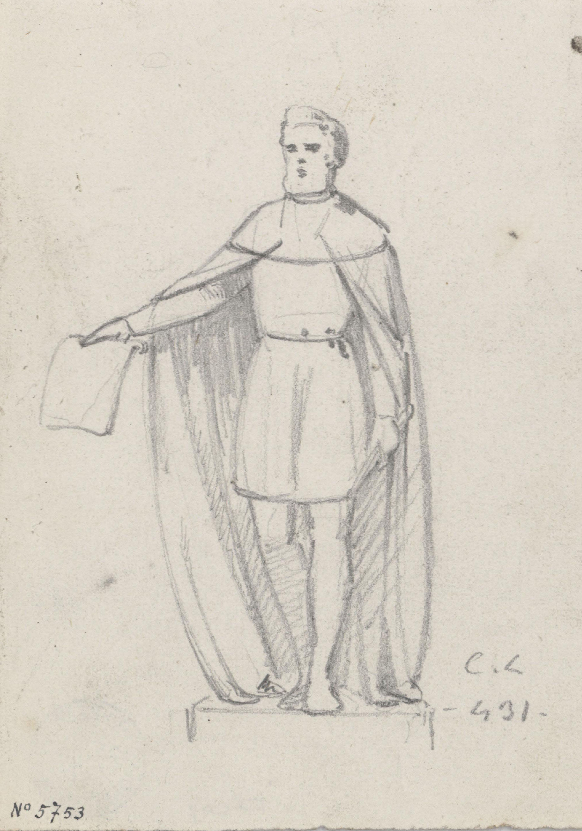 image for: Claudi Lorenzale - Estàtua d'un personatge amb un pergamí - Cap a 1850-1870