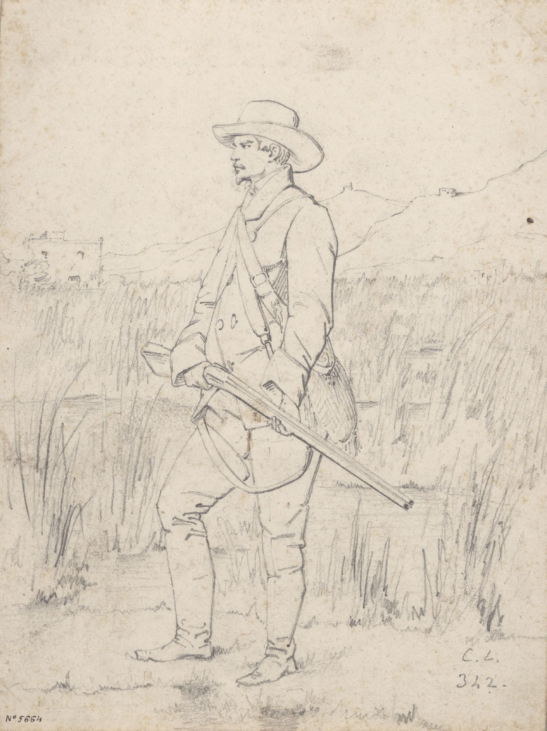 Claudi Lorenzale - Estudi de caçador per al quadre «Caçador» - Cap a 1860-1880 image for: Claudi Lorenzale - Estudi de caçador per al quadre «Caçador» - Cap a 1860-1880