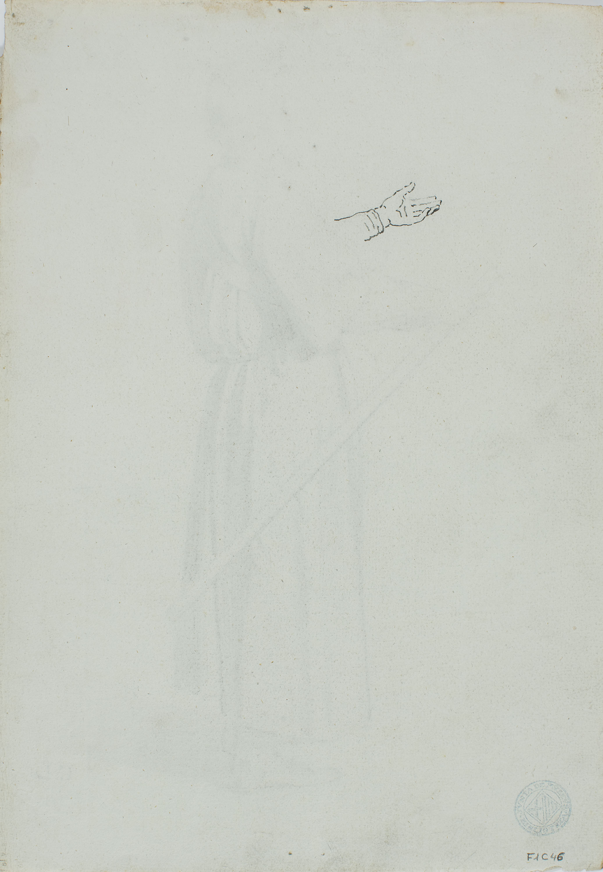 image for: Claudi Lorenzale - Estudi de cavaller medieval (anvers) / Estudi de mà (revers) - Cap a 1870 [1]