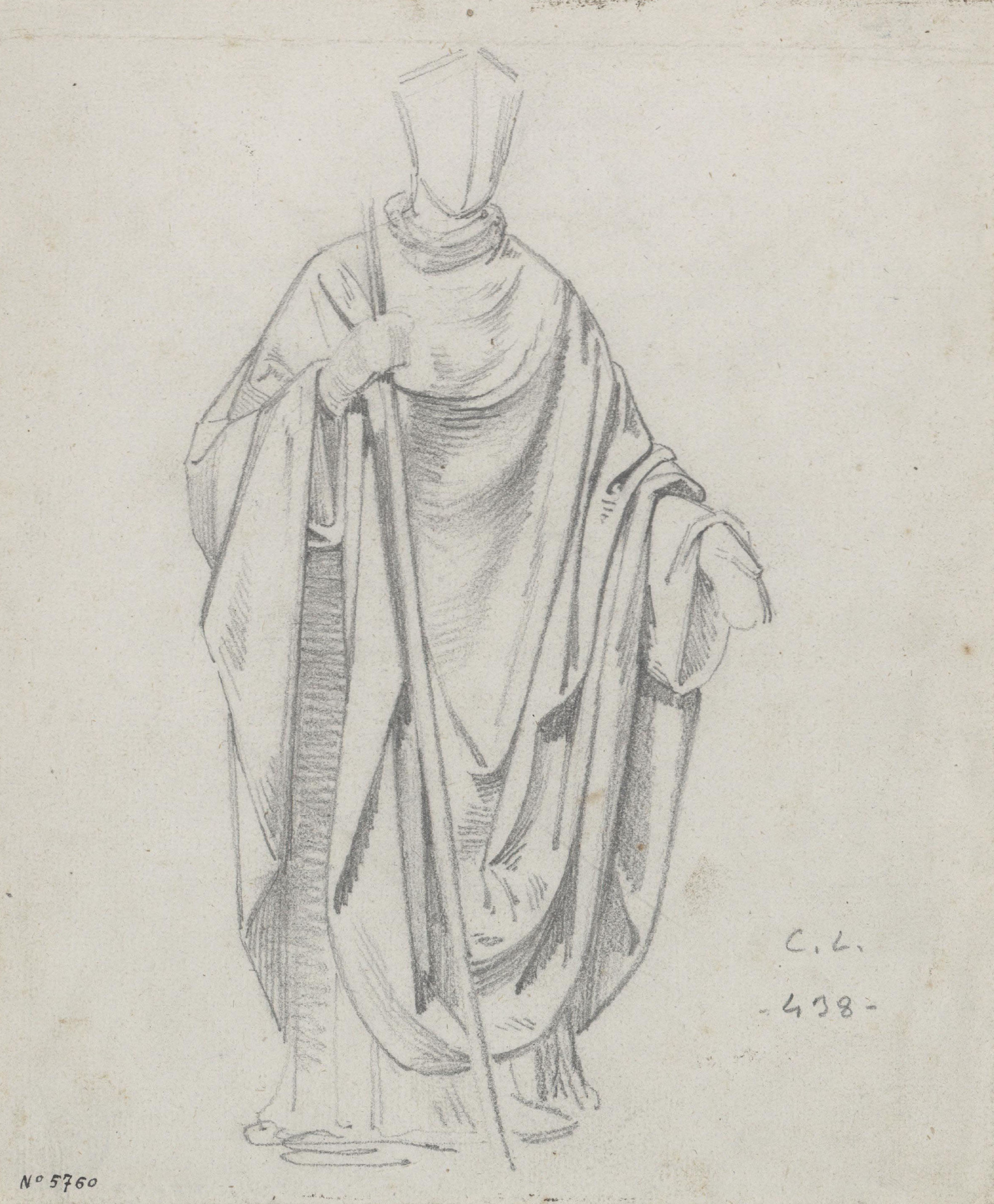 image for: Claudi Lorenzale - Estudi de dignatari religiós - Cap a 1850-1870