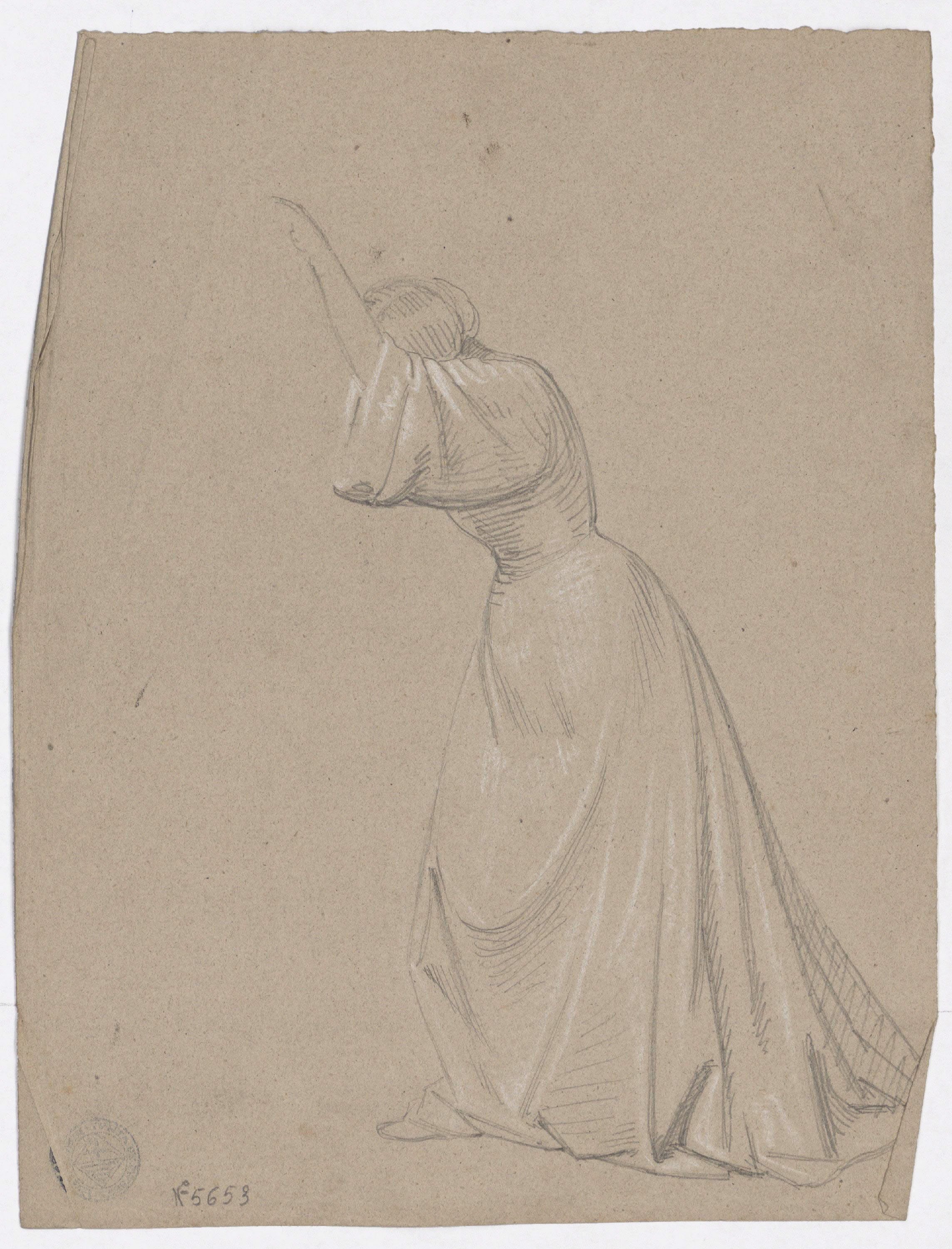 image for: Claudi Lorenzale - Estudi de dona sostenint un home ferit per al quadre històric de la família Centelles (anvers) / Estudi de figura femenina recolzada per al quadre històric de la família... - Cap a 1850-1860 [1]