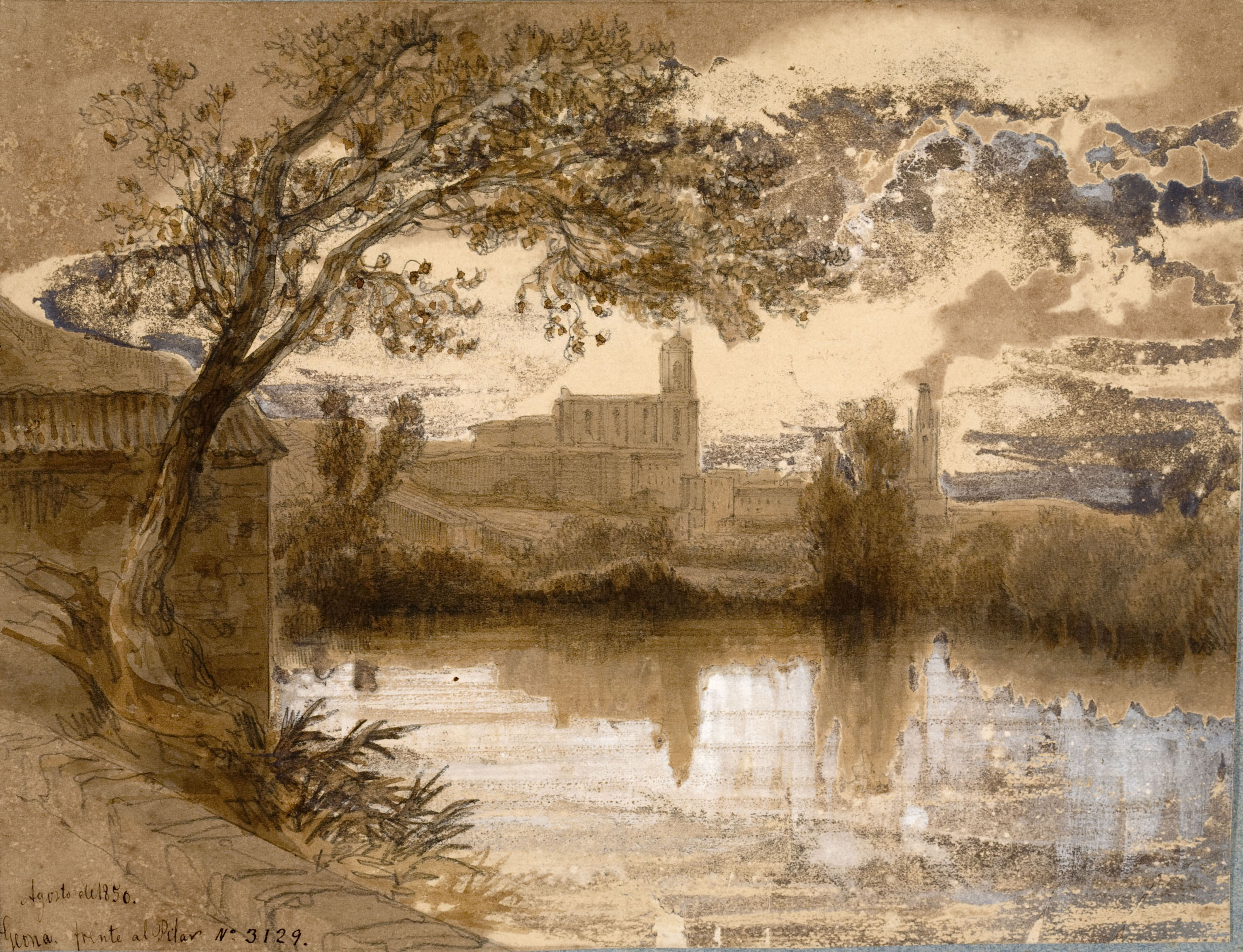 image for: Lluís Rigalt - Gerona frente al Pilar - Agost de 1850
