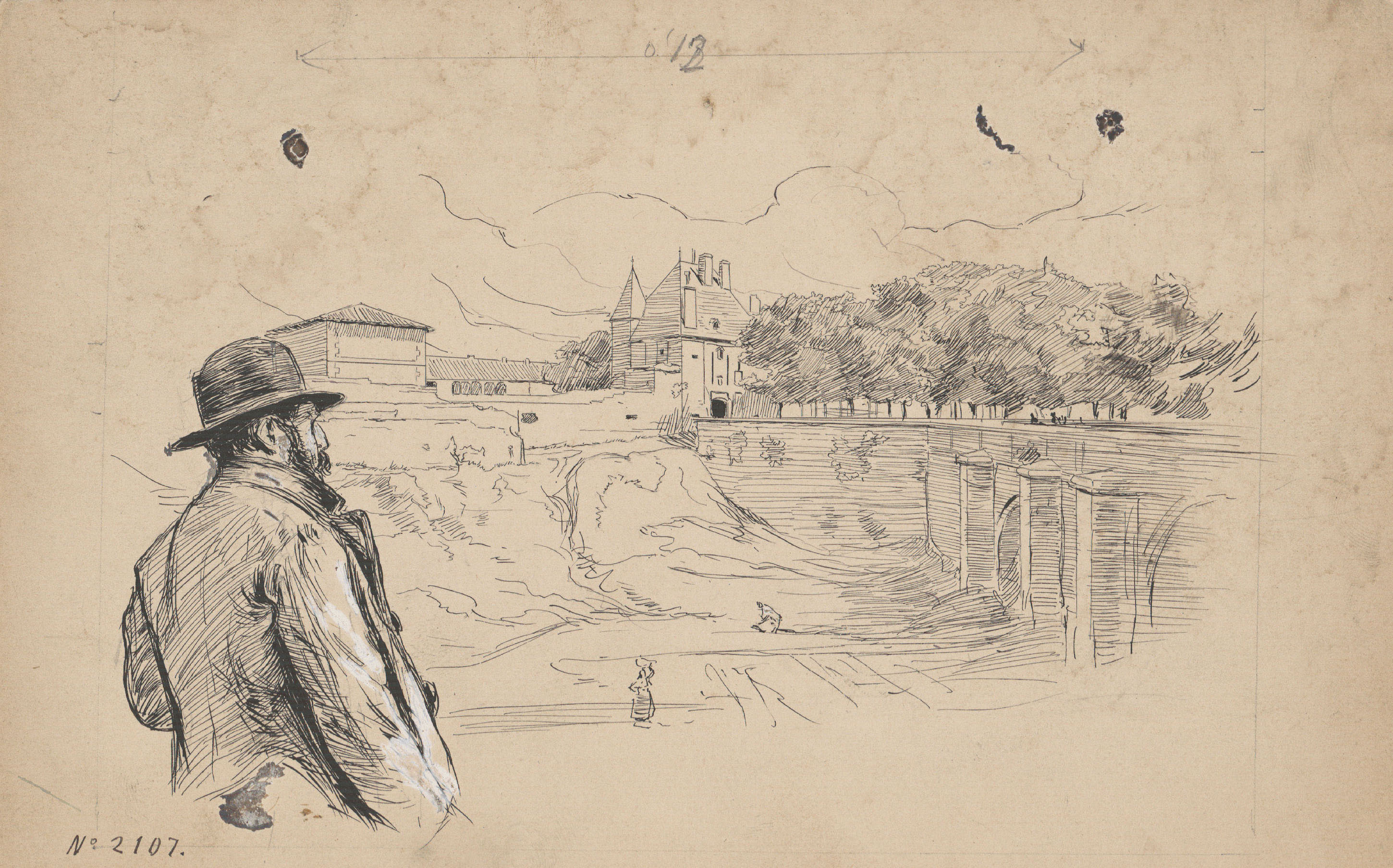 Josep Lluís Pellicer - L'artista contemplant una vista de Dijon - Cap a 1889 image for: Josep Lluís Pellicer - L'artista contemplant una vista de Dijon - Cap a 1889