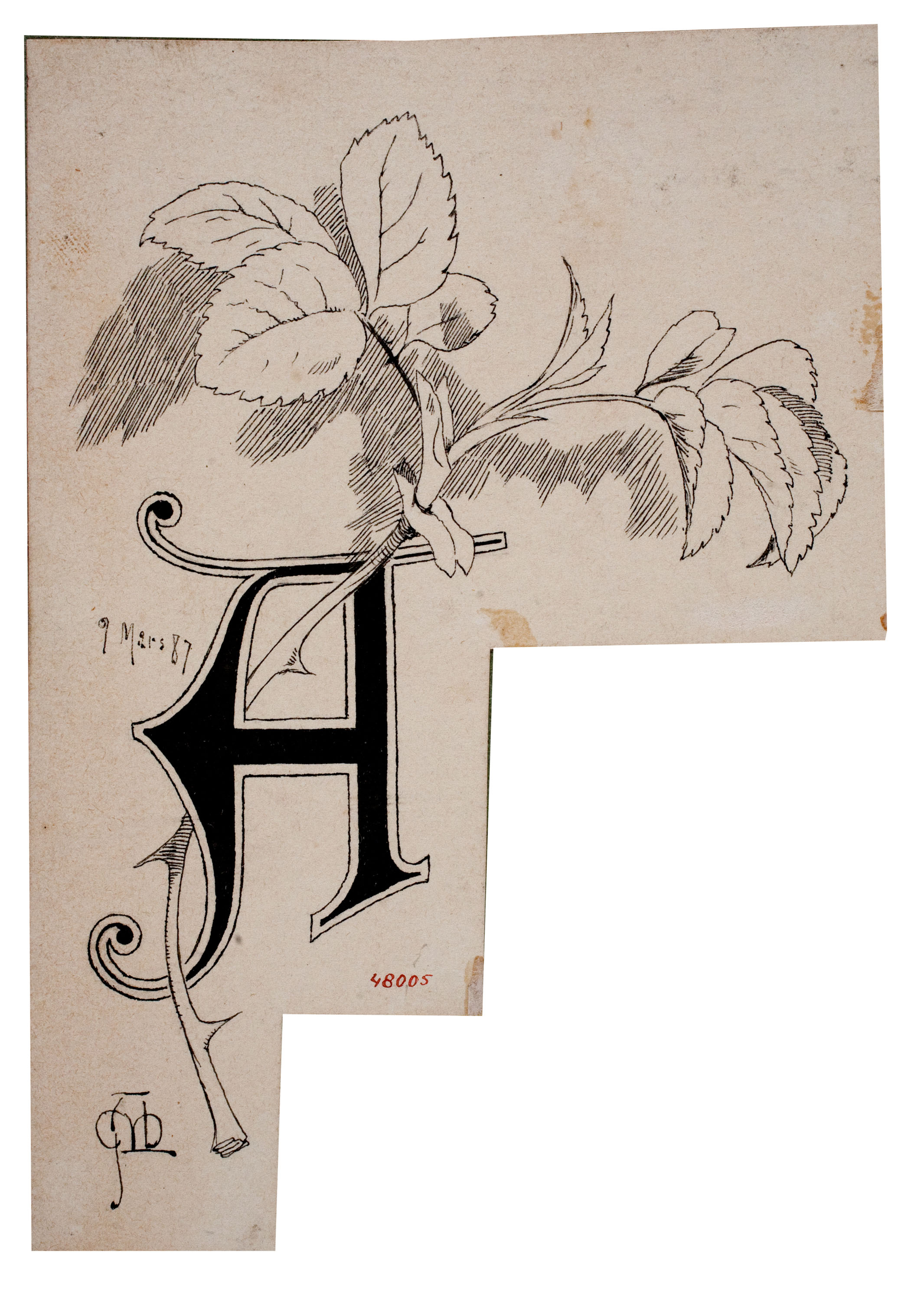 image for: Apel·les Mestres - Lletra A i ornamentació - 1887