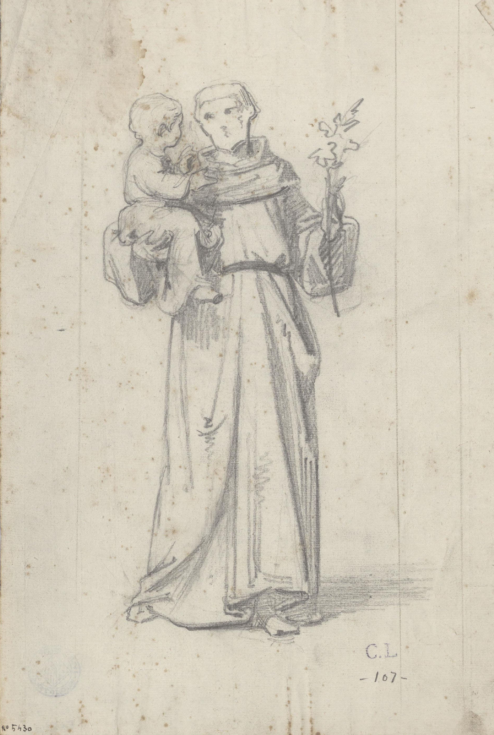 image for: Claudi Lorenzale - Sant Antoni de Pàdua amb el nen Jesús als braços - Cap a 1850-1870