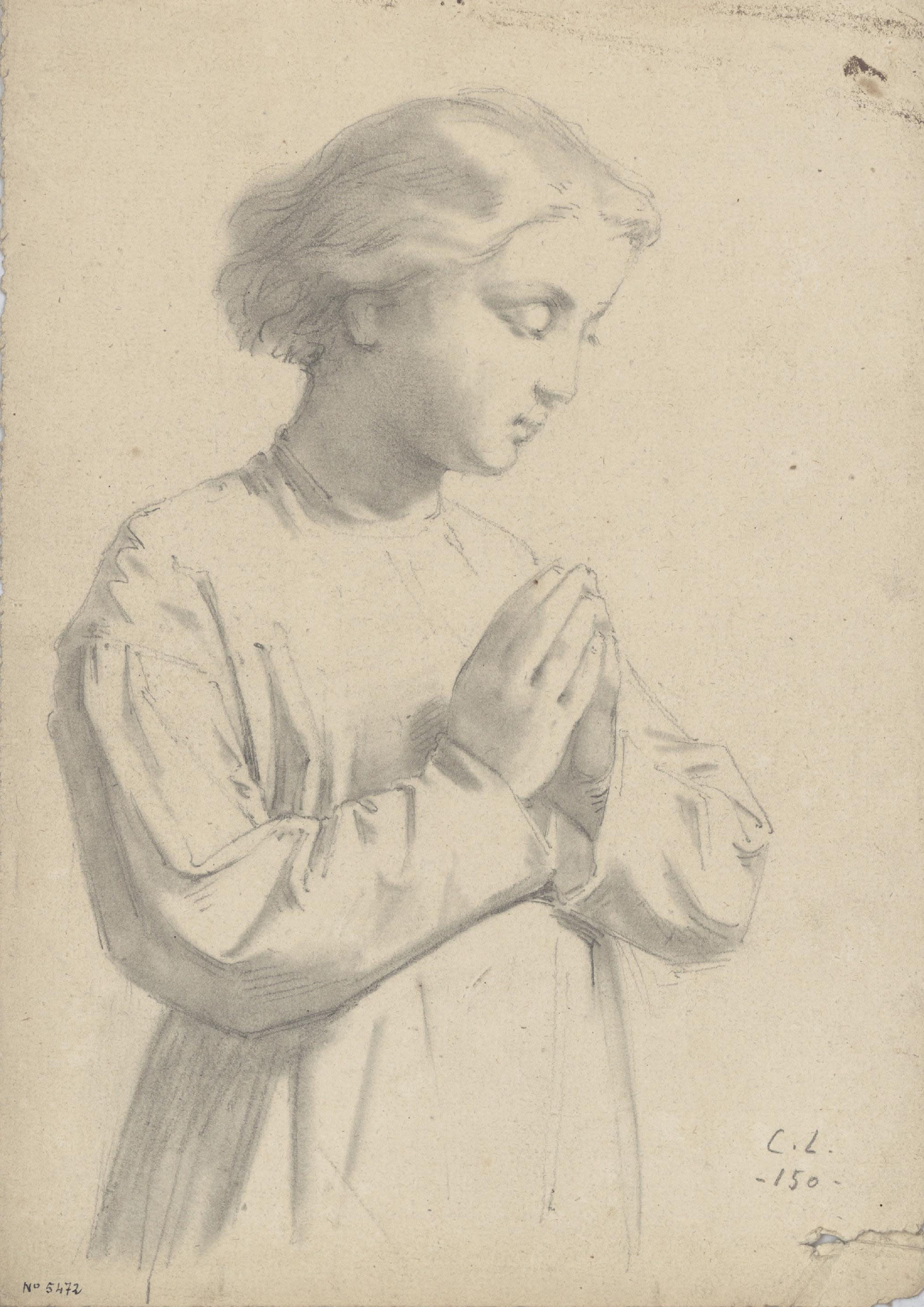 image for: Claudi Lorenzale - Un nen pregant (anvers) / Un nen pregant (revers) - Cap a 1850-1870