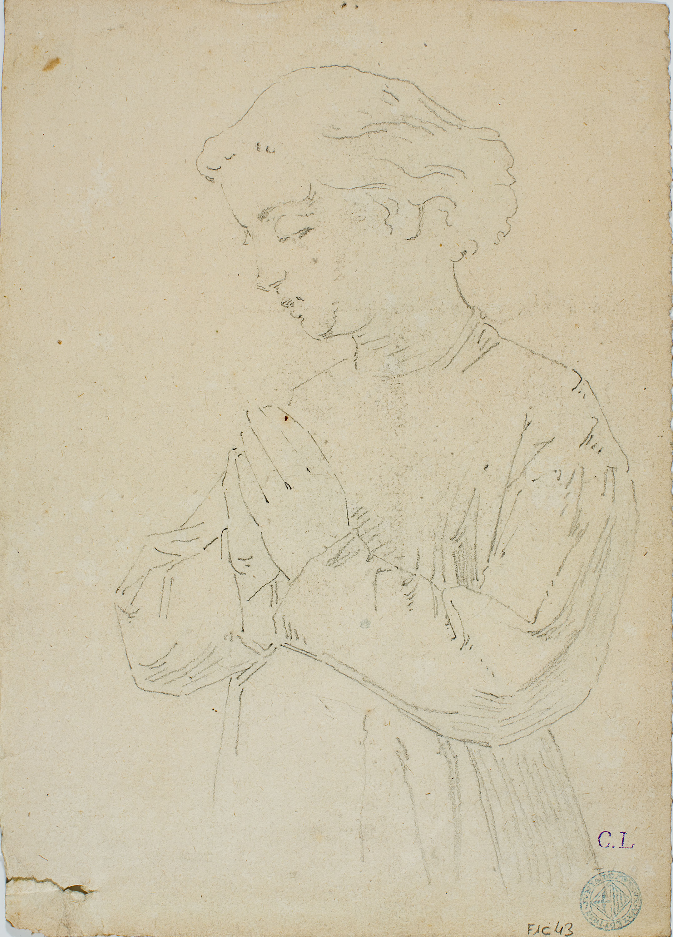 image for: Claudi Lorenzale - Un nen pregant (anvers) / Un nen pregant (revers) - Cap a 1850-1870 [1]
