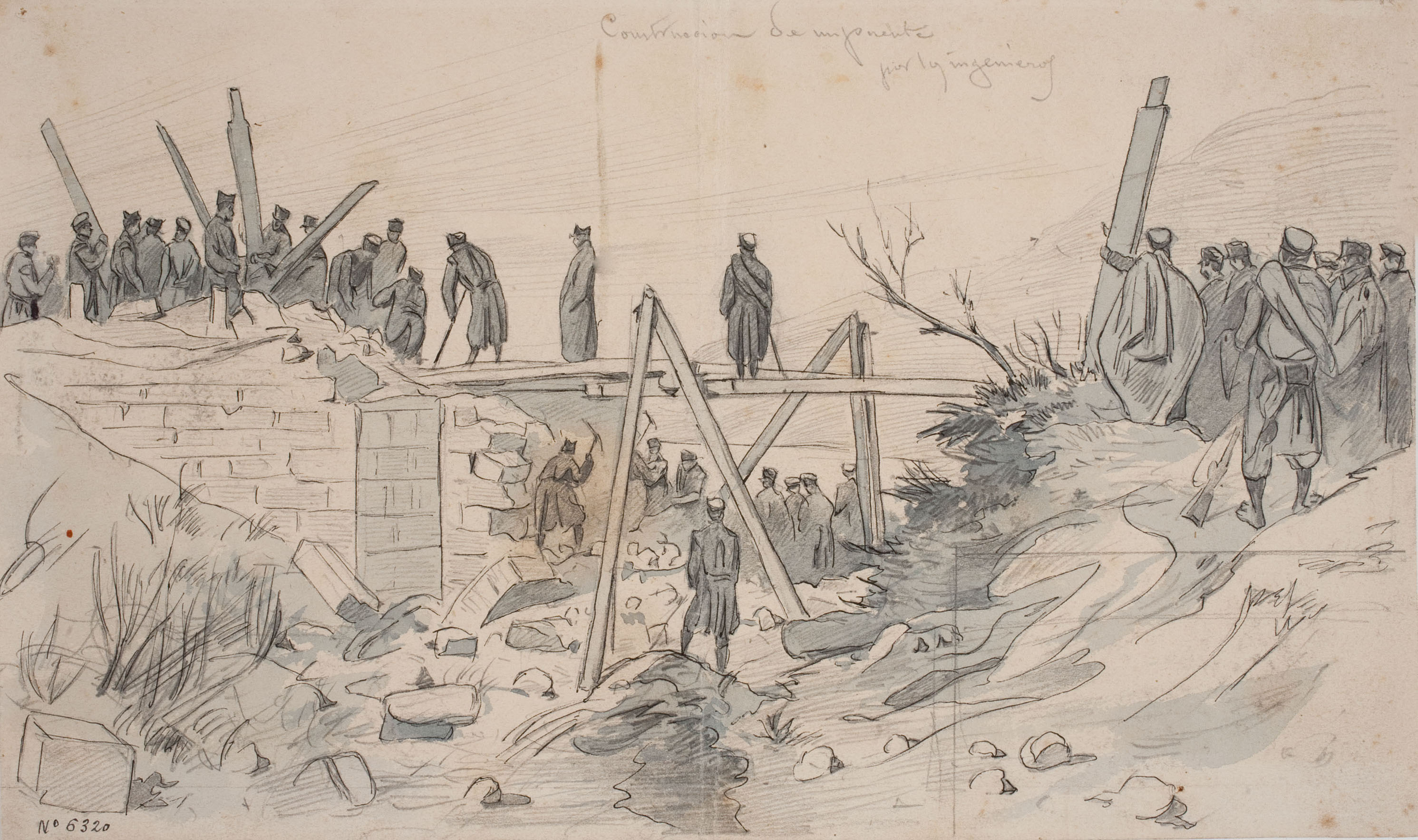 image for: Josep Lluís Pellicer - Construcción de un puente - 1875