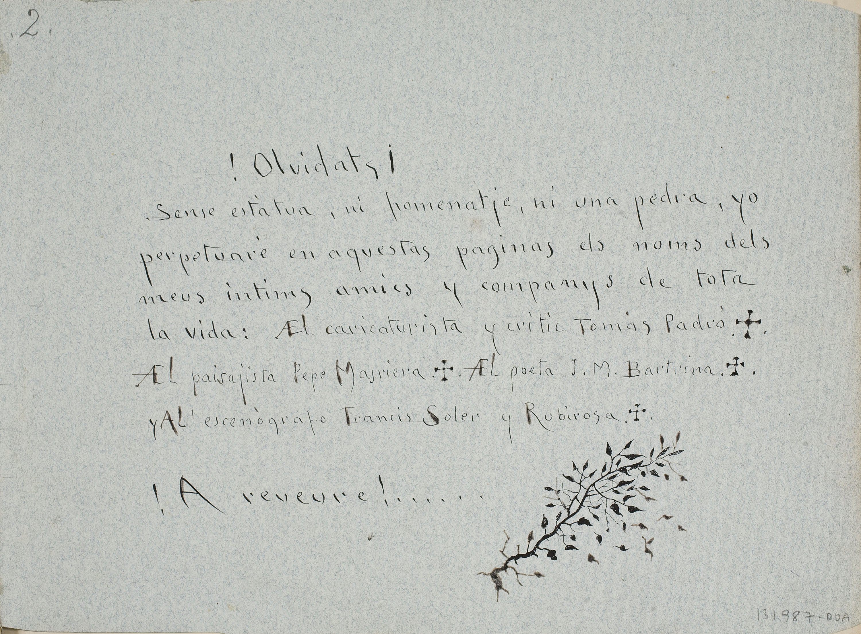 Modest Urgell - ¡Olvidats! (anvers) / El «casero» (revers) - Cap a 1918 image for: Modest Urgell - ¡Olvidats! (anvers) / El «casero» (revers) - Cap a 1918