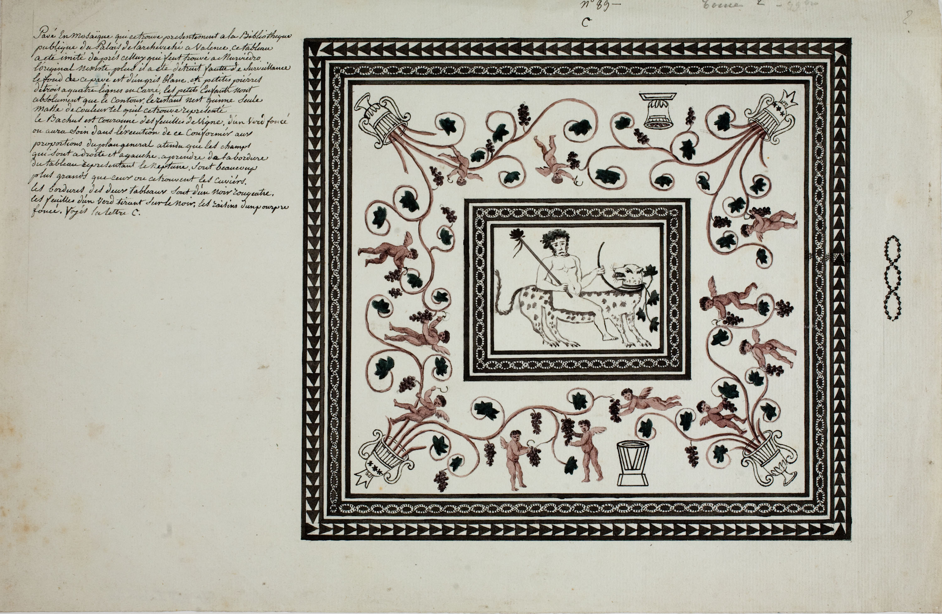 image for: Anònim - Còpia d'un mosaic trobat a Morvedre (Sagunt) - Cap a 1801-1803