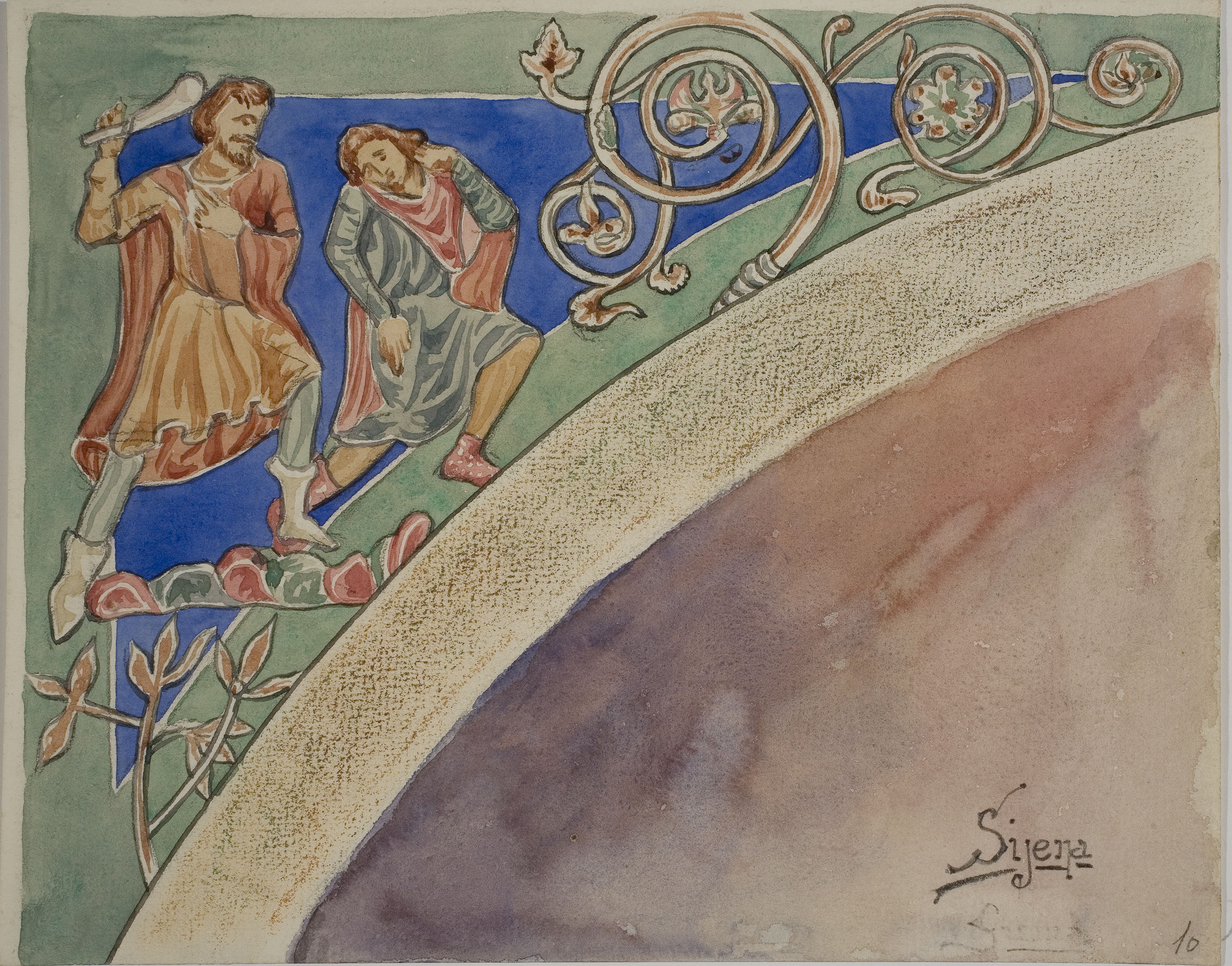 image for: Lluís Domènech i Montaner - Còpia de les pintures de Sixena: El fraticidi - 1918