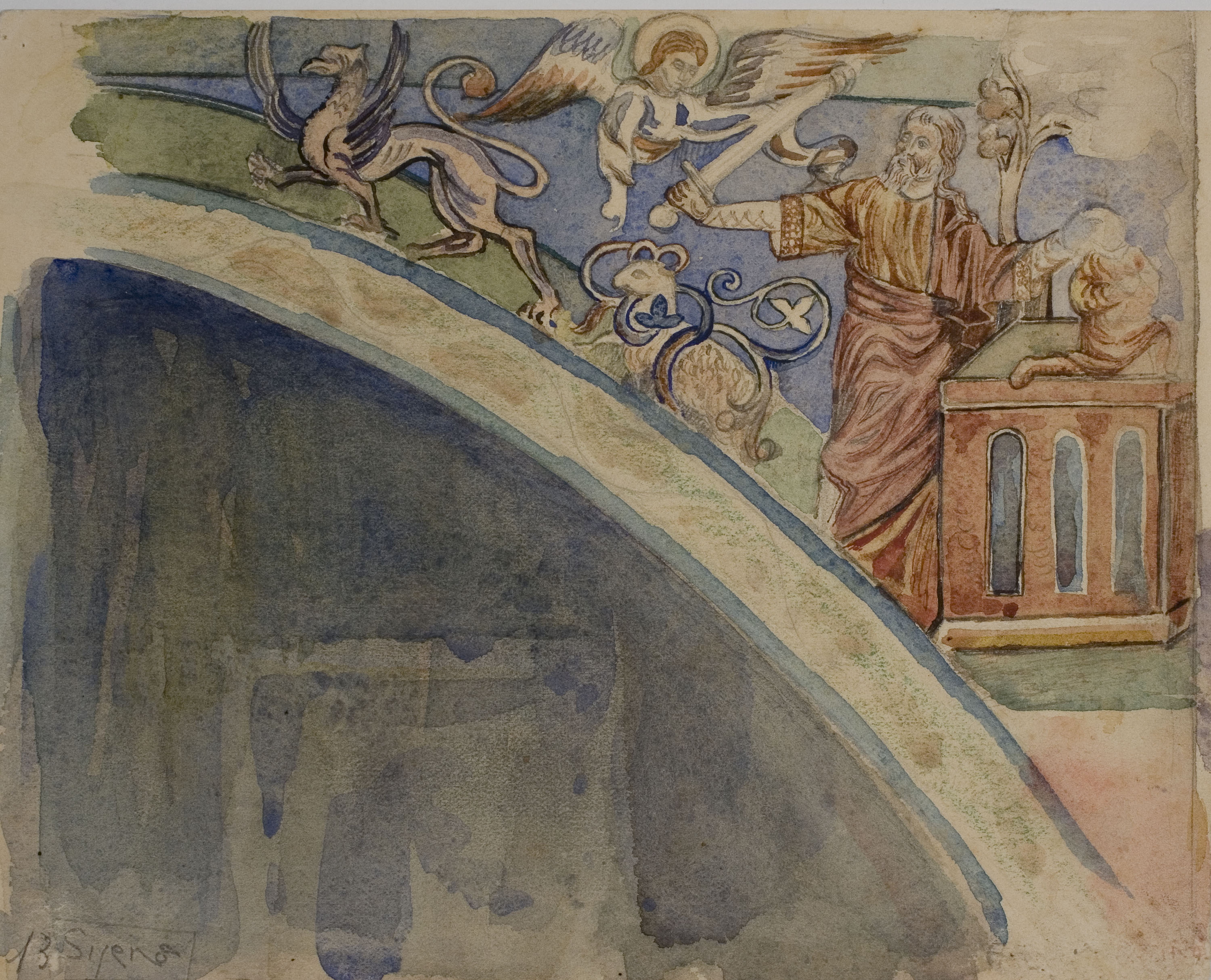 image for: Lluís Domènech i Montaner - Còpia de les pintures de Sixena: Sacrifici d'Isaac - 1918