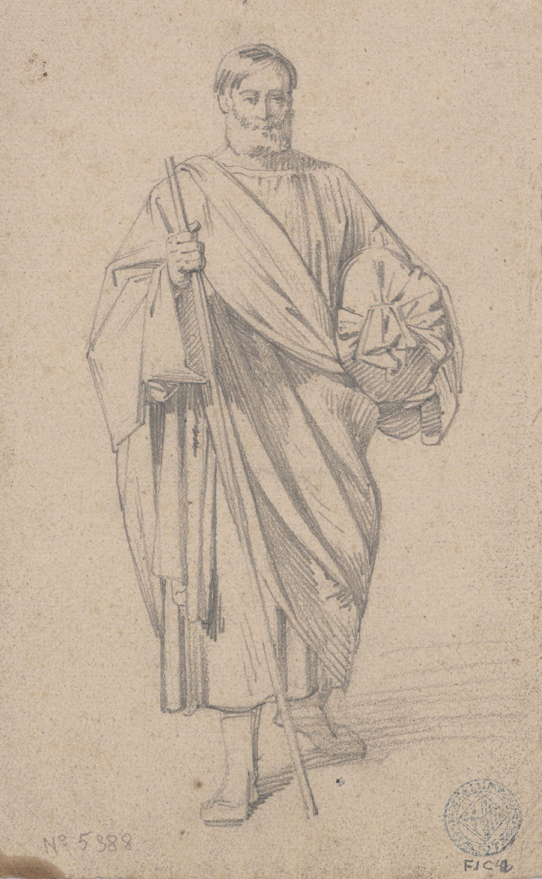 image for: Claudi Lorenzale - Estudi d'home amb un farcell a la mà (anvers) / Estudi d'home amb un farcell a la mà (revers) - Cap a 1850-1870 [1]