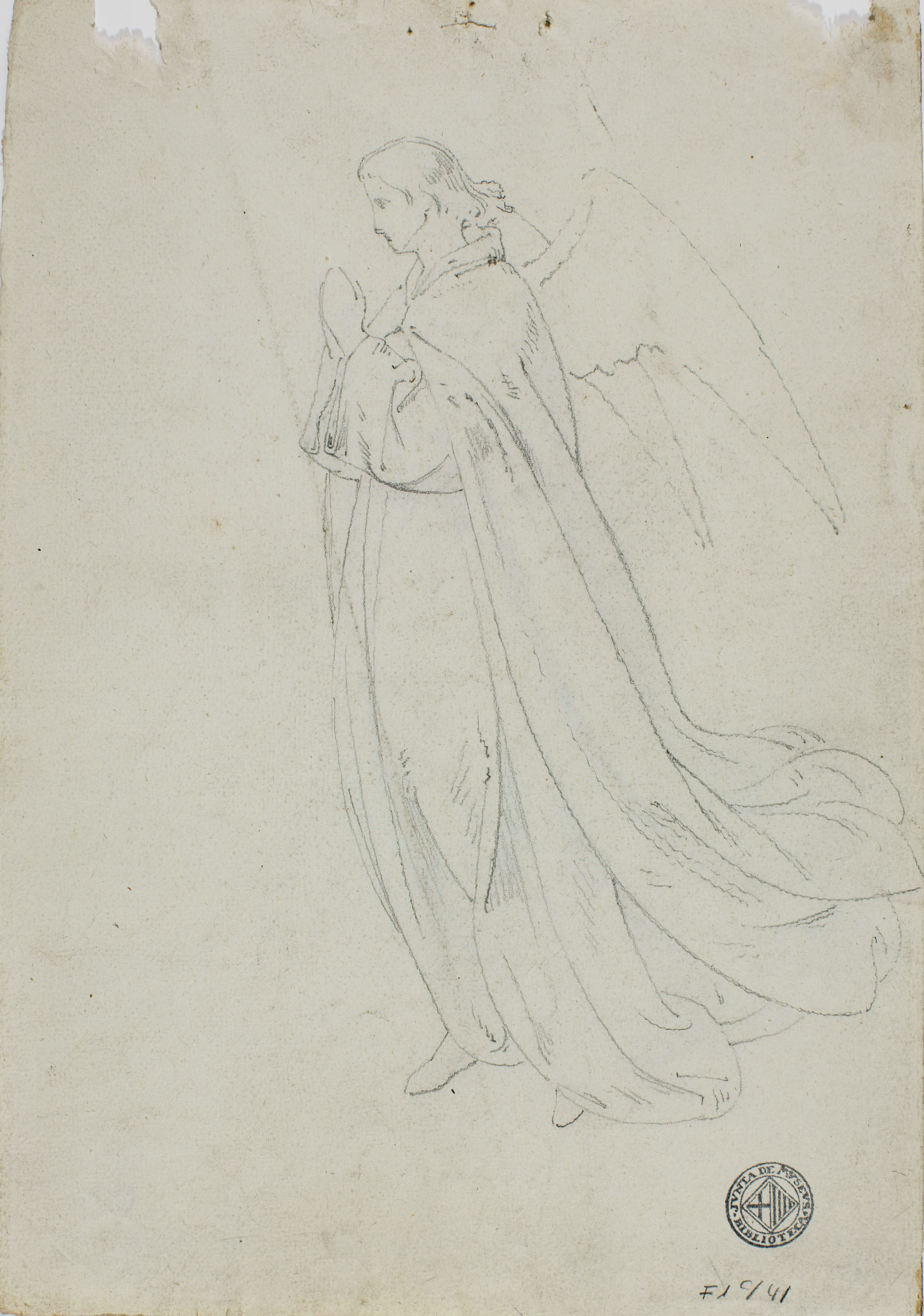 image for: Claudi Lorenzale - Estudi d'àngel per al quadre de «L'Assumpció de la Mare de Déu» (anvers) / Estudi d'àngel per al quadre de «L'Assumpció de la Mare de Déu» (revers) - Cap a 1871 [1]