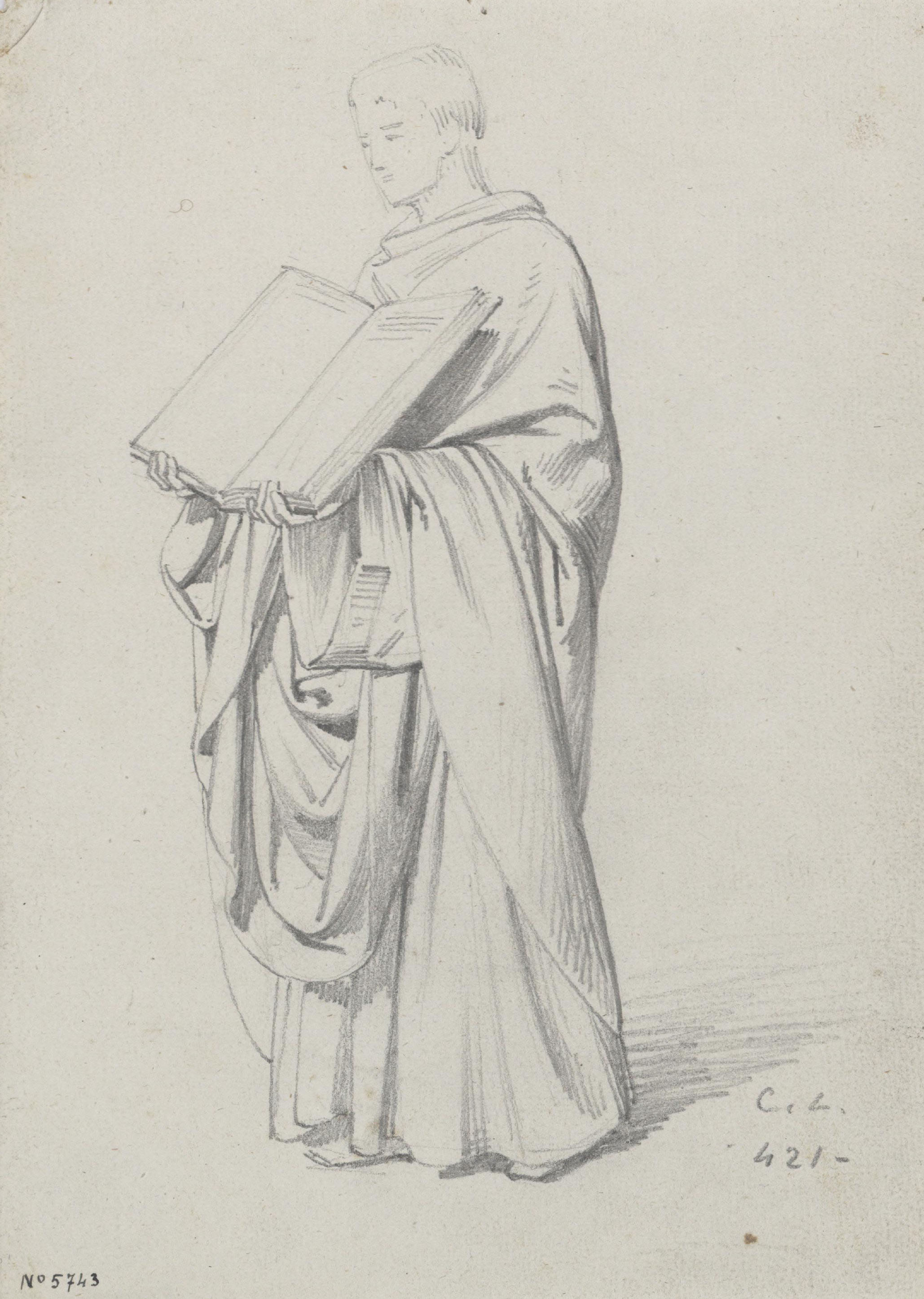 Claudi Lorenzale - Home amb un llibre obert a les mans - Cap a 1850-1870 image for: Claudi Lorenzale - Home amb un llibre obert a les mans - Cap a 1850-1870