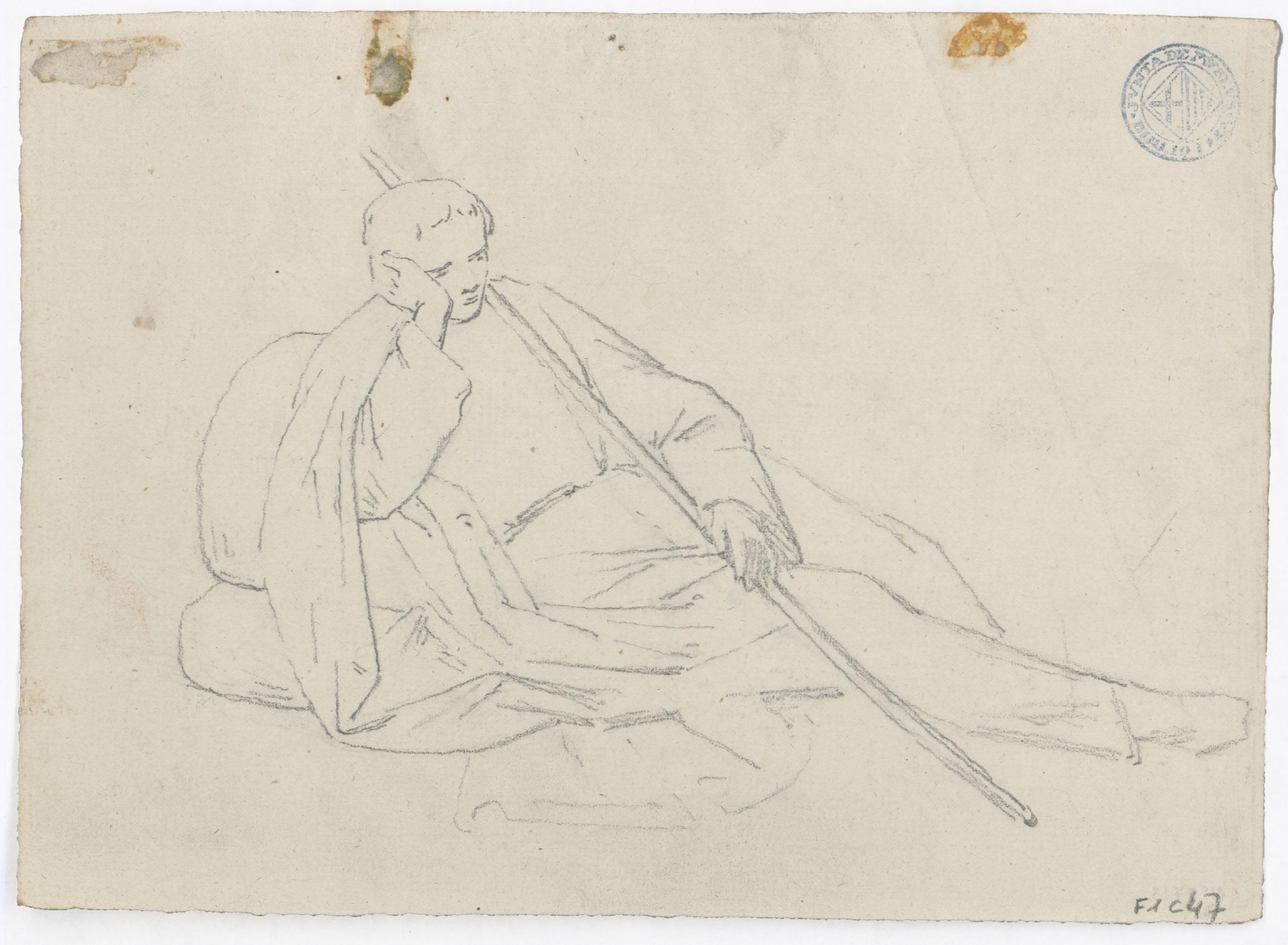 image for: Claudi Lorenzale - Home ajagut (anvers) / Home ajagut (revers) - Cap a 1850-1870 [1]