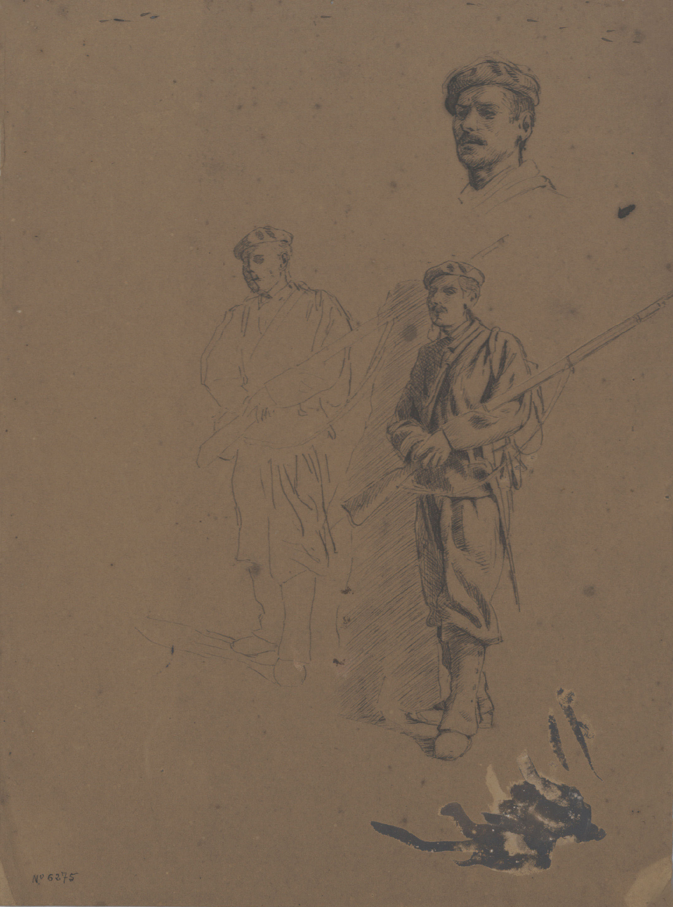 image for: Josep Lluís Pellicer - Estudis de soldat carlista - Cap a 1872-1876