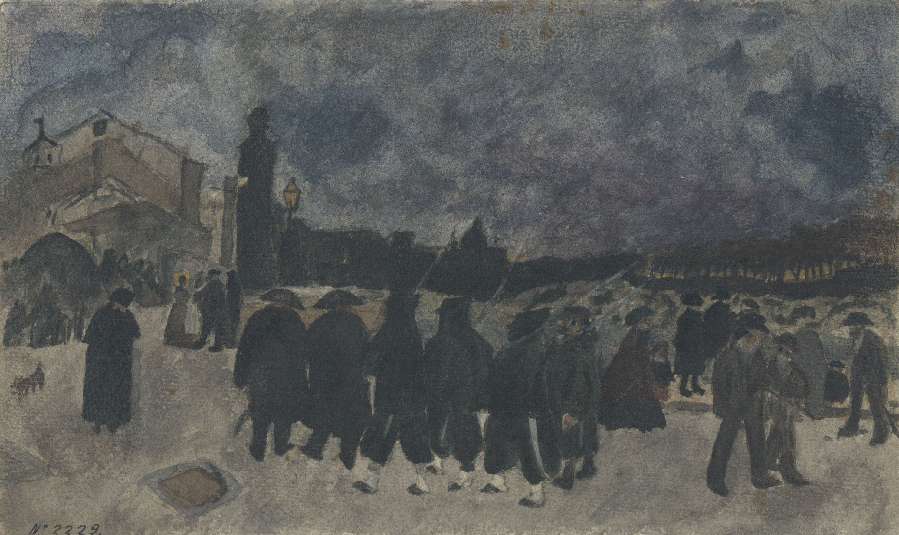 image for: Josep Lluís Pellicer - Estudi per al quadre «Zitto. Silenzio che passa la ronda» - Cap a 1869